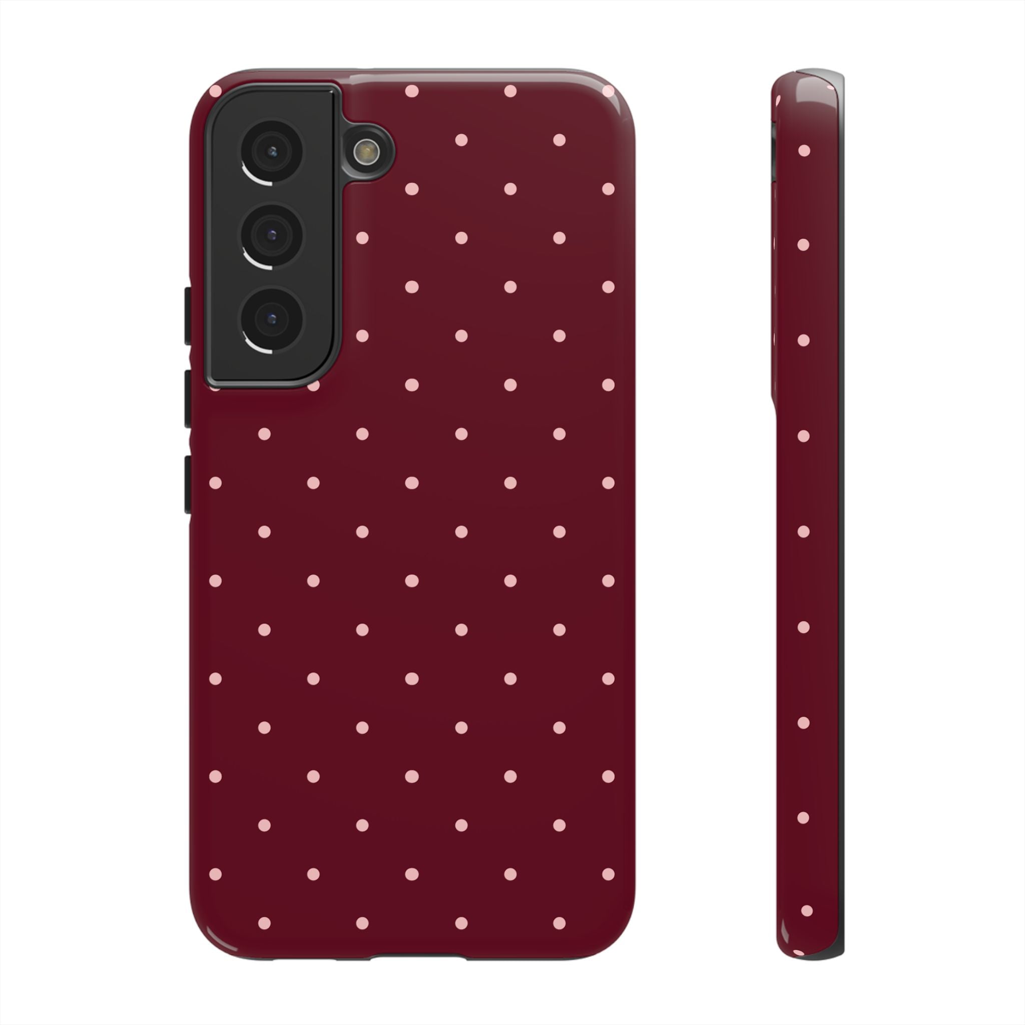 Burgundy Red & Pink Polka Dot Phone Case