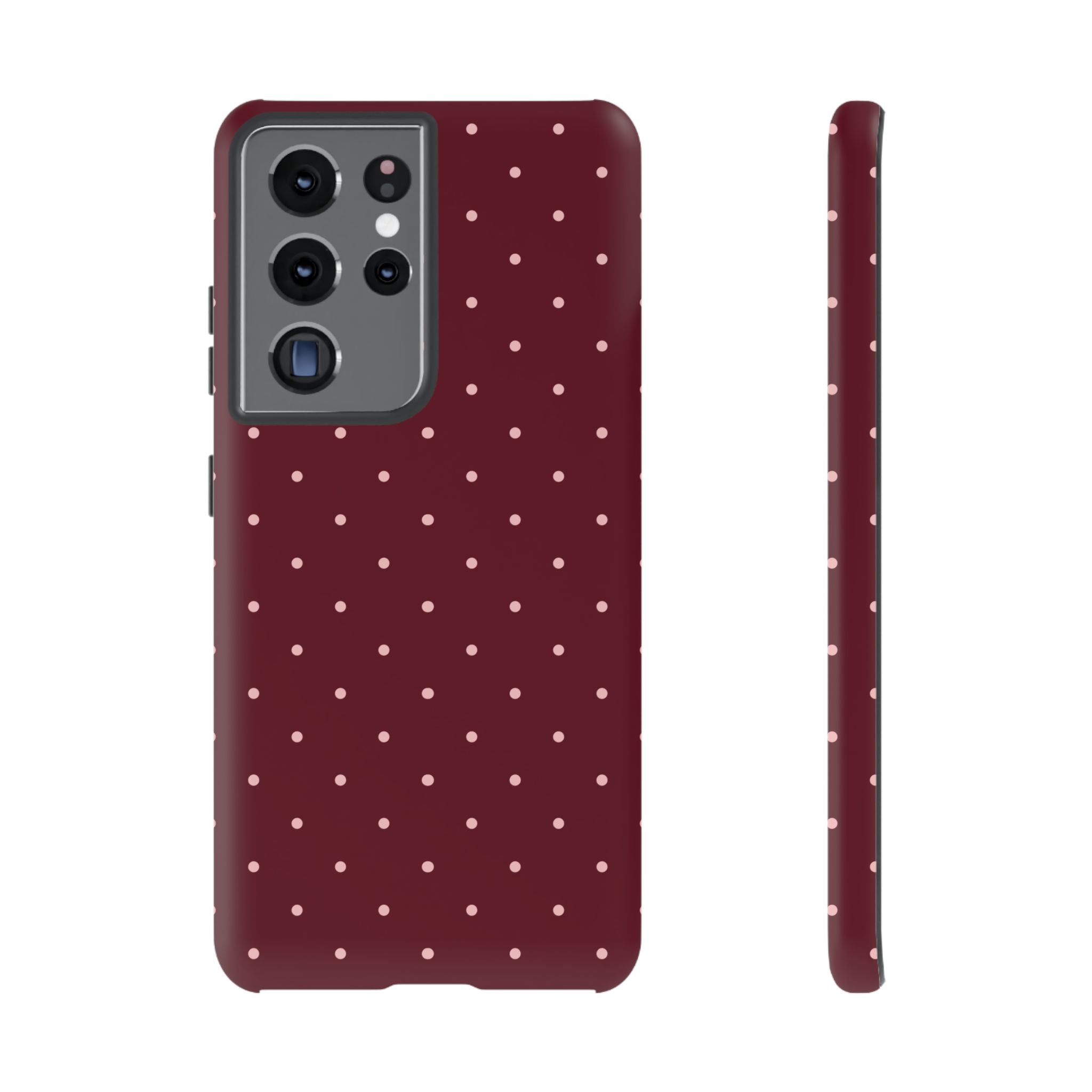 Burgundy Red & Pink Polka Dot Phone Case