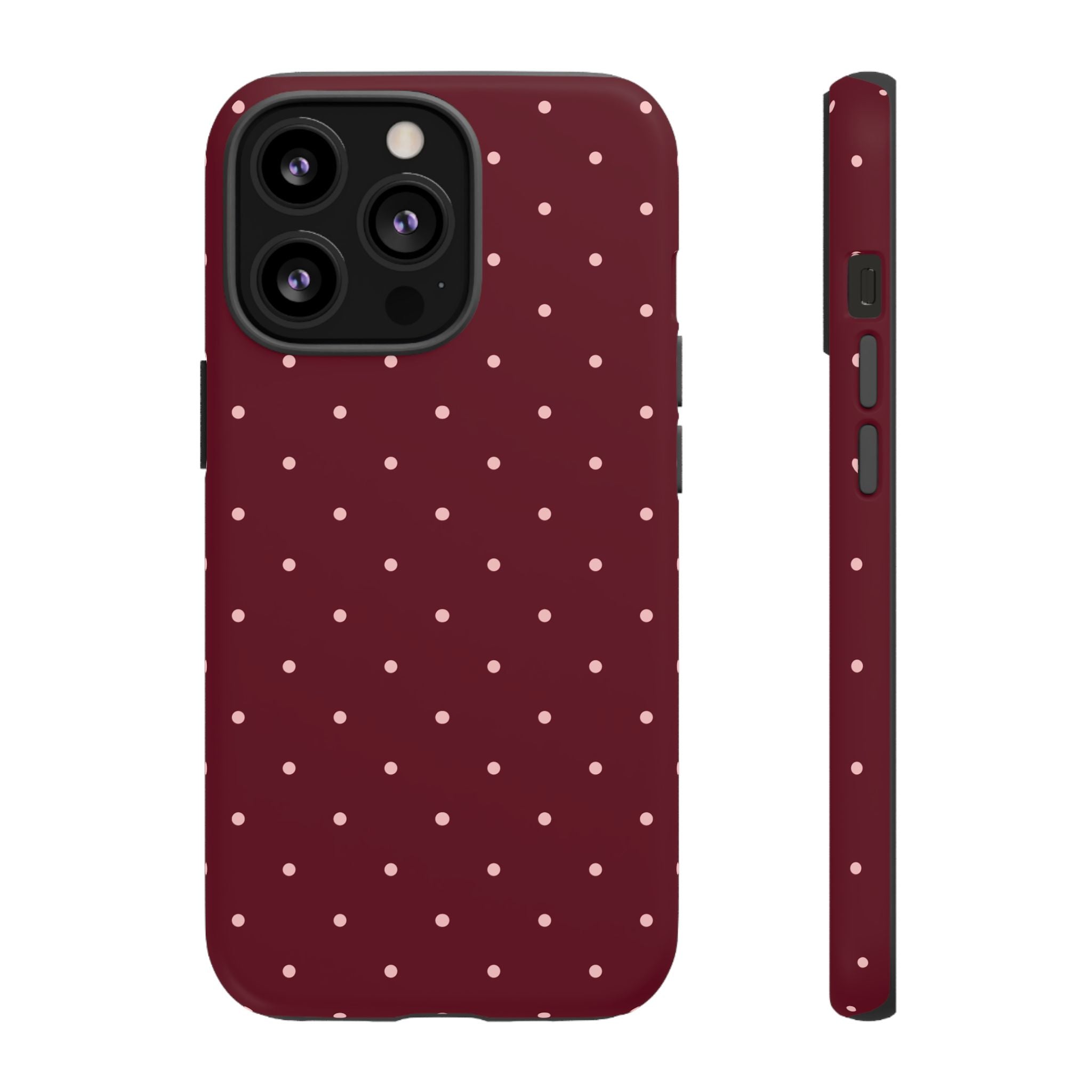 Burgundy Red & Pink Polka Dot Phone Case