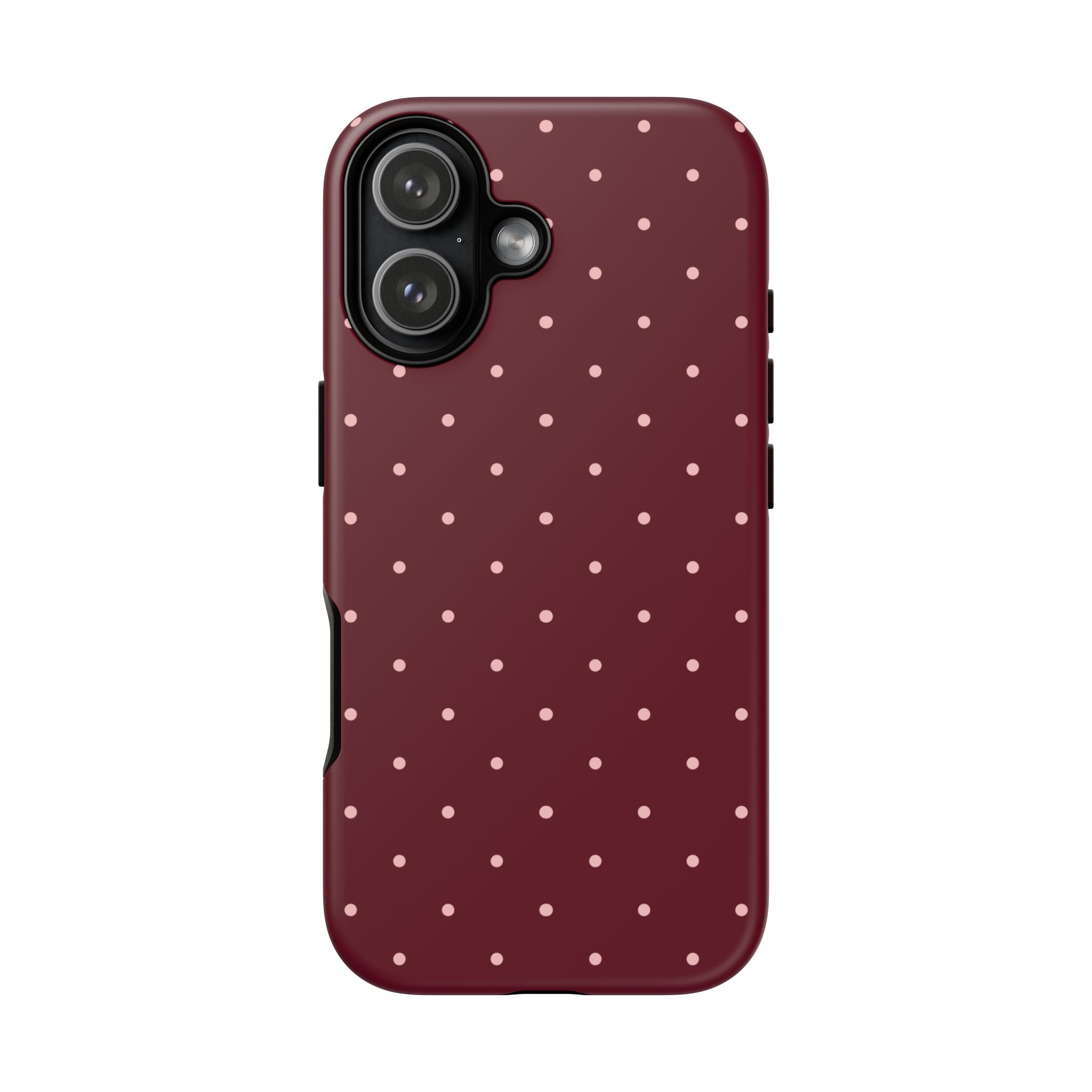 Burgundy Red & Pink Polka Dot Phone Case