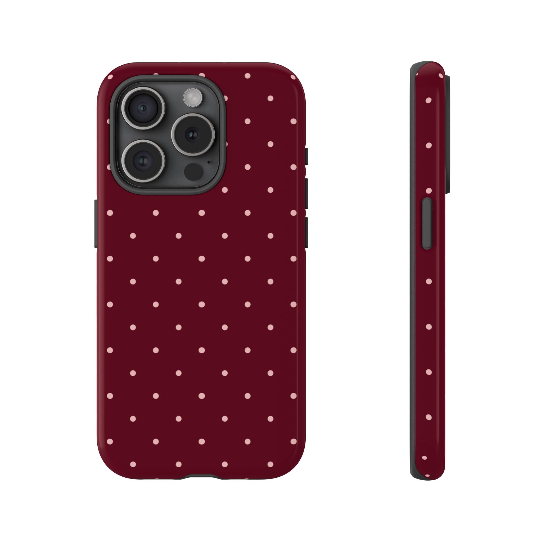 Burgundy Red & Pink Polka Dot Phone Case