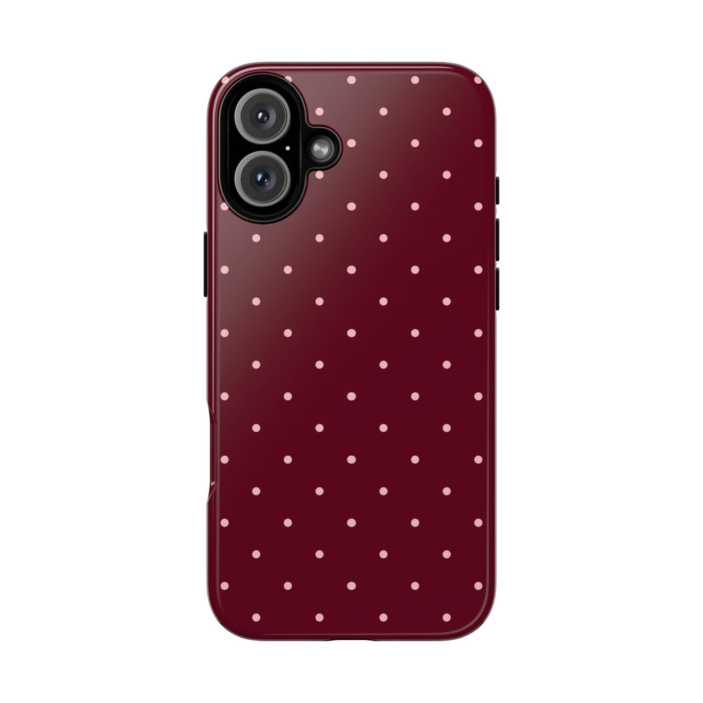 Burgundy Red & Pink Polka Dot Phone Case