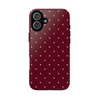 Burgundy Red & Pink Polka Dot Phone Case