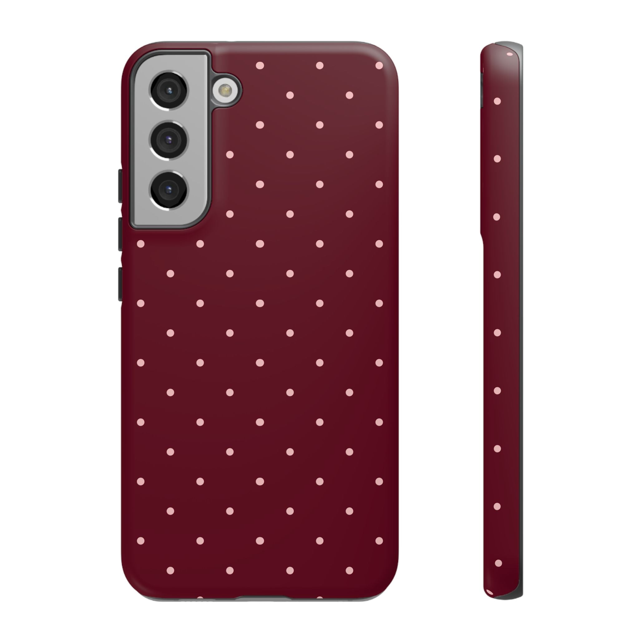Burgundy Red & Pink Polka Dot Phone Case