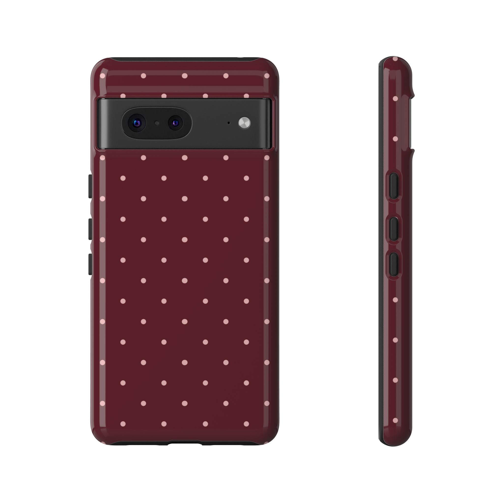 Burgundy Red & Pink Polka Dot Phone Case
