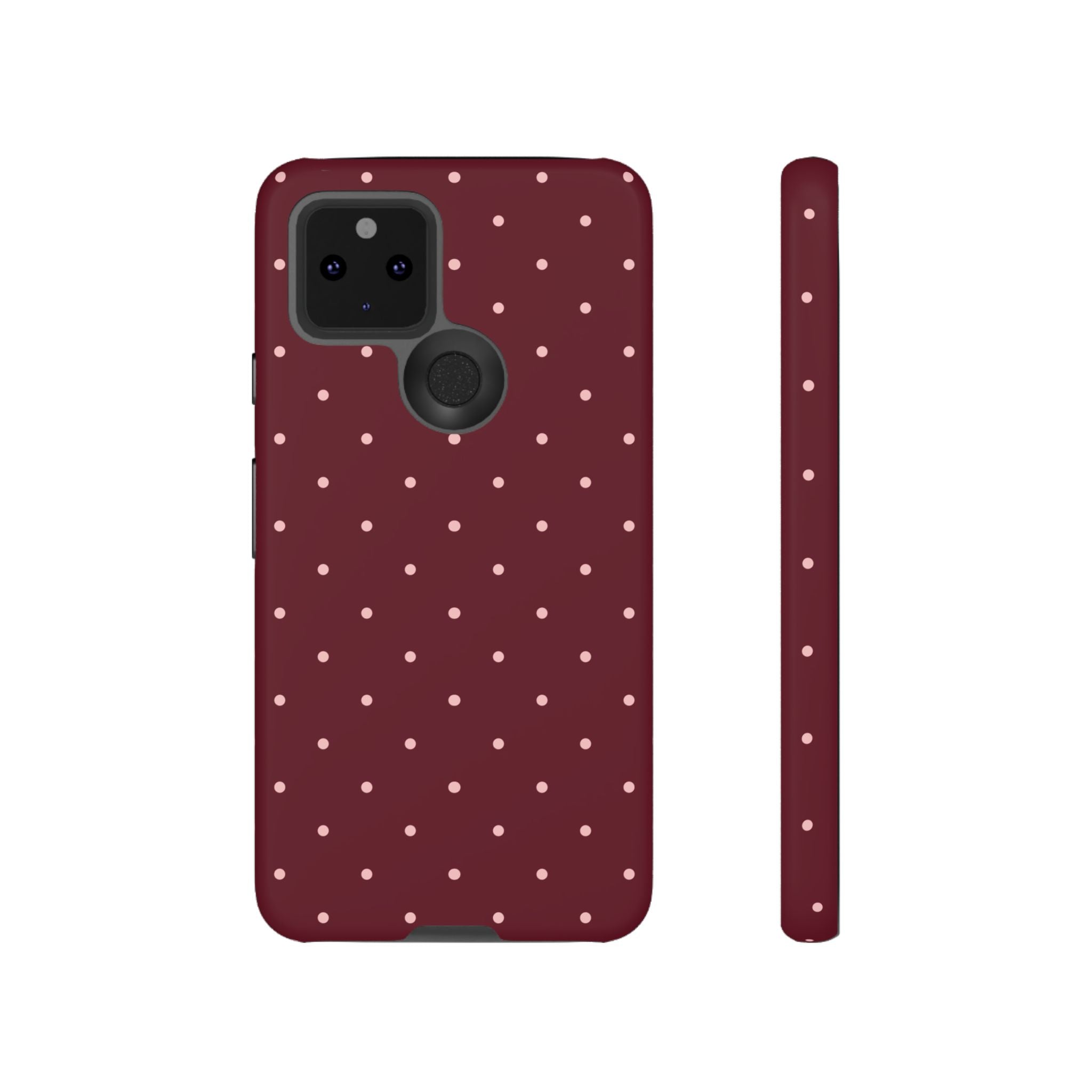 Burgundy Red & Pink Polka Dot Phone Case
