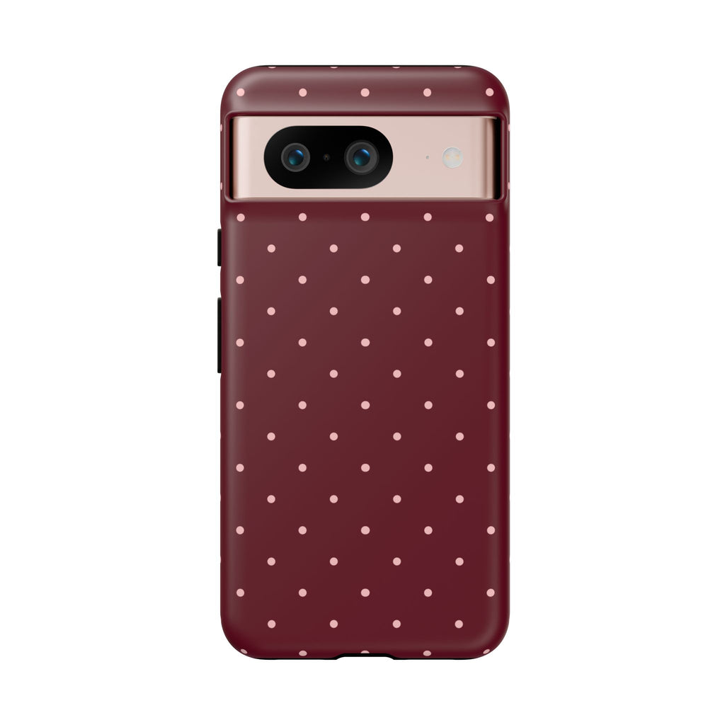 Burgundy Red & Pink Polka Dot Phone Case