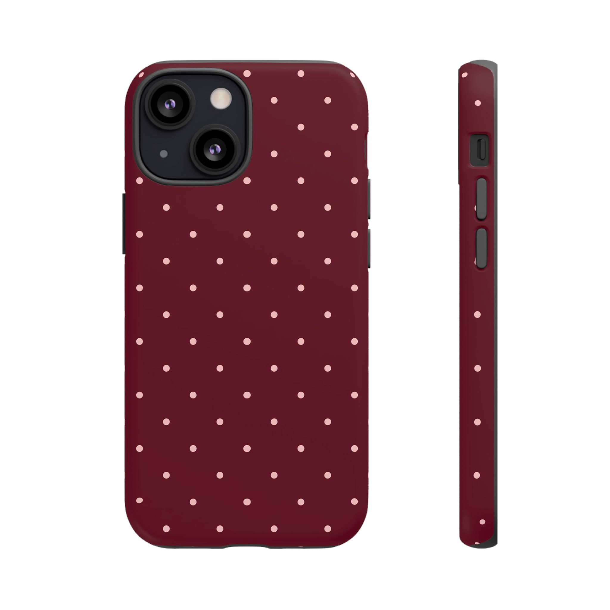 Burgundy Red & Pink Polka Dot Phone Case