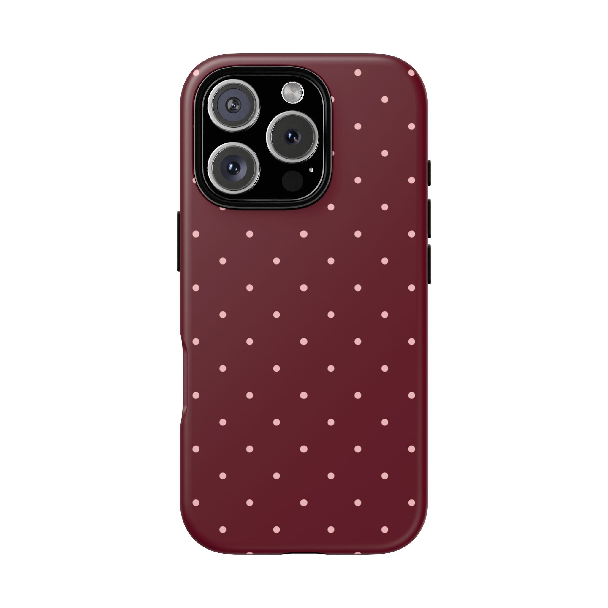 Burgundy Red & Pink Polka Dot Phone Case