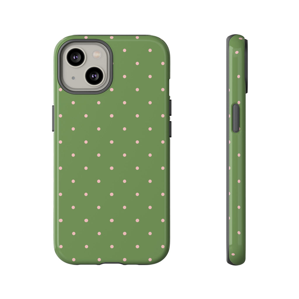 Matcha Green & Pink Polka Dot Phone Case