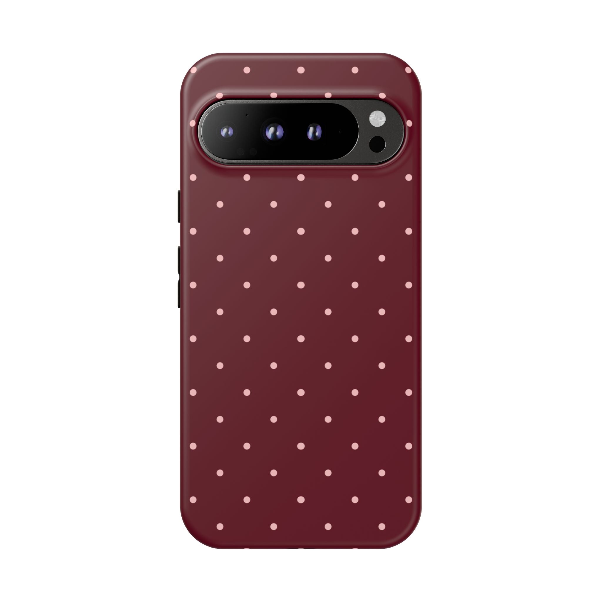 Burgundy Red & Pink Polka Dot Phone Case