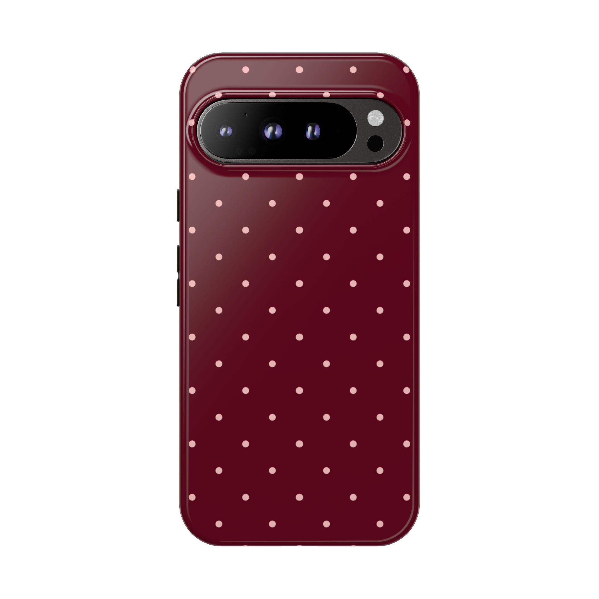 Burgundy Red & Pink Polka Dot Phone Case