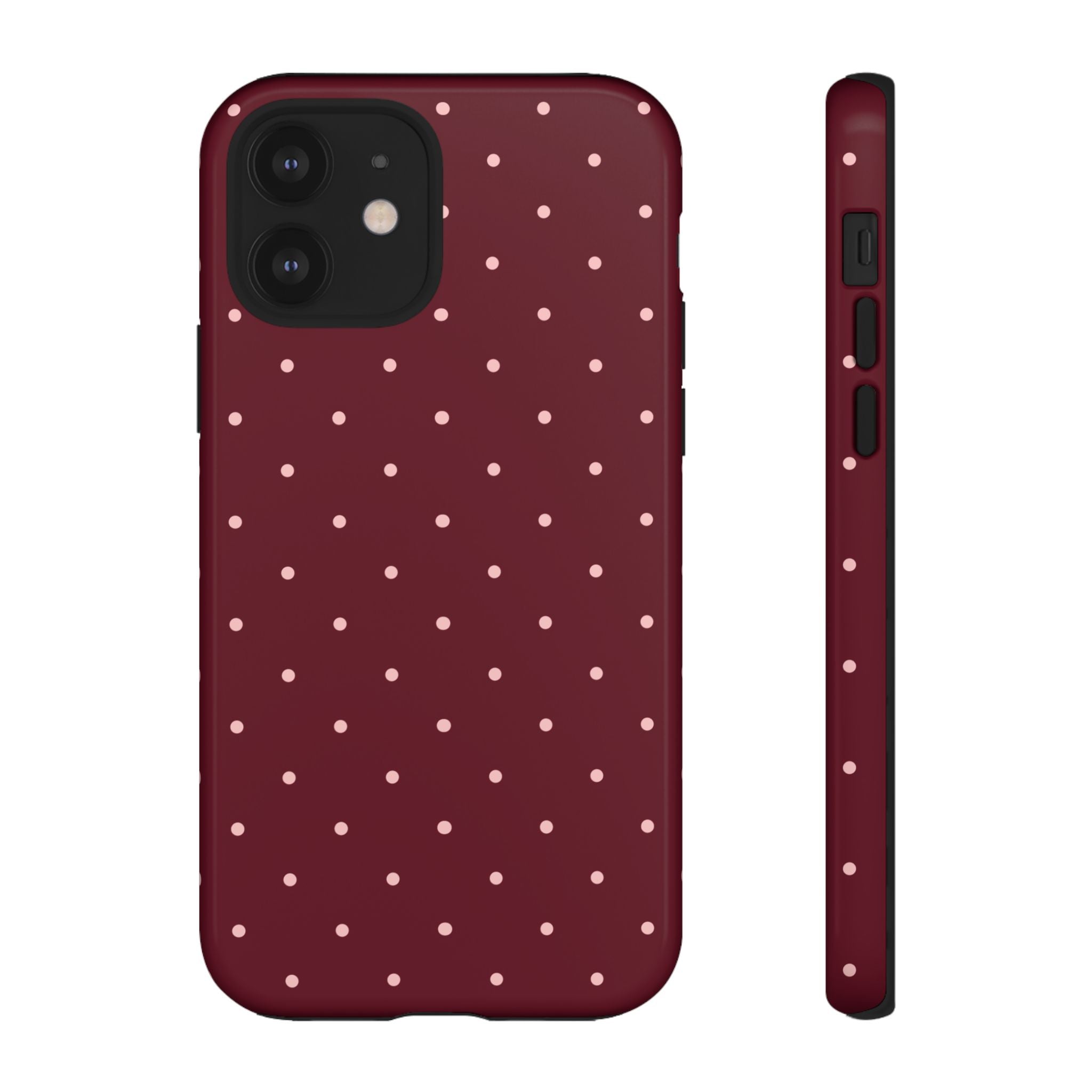 Burgundy Red & Pink Polka Dot Phone Case