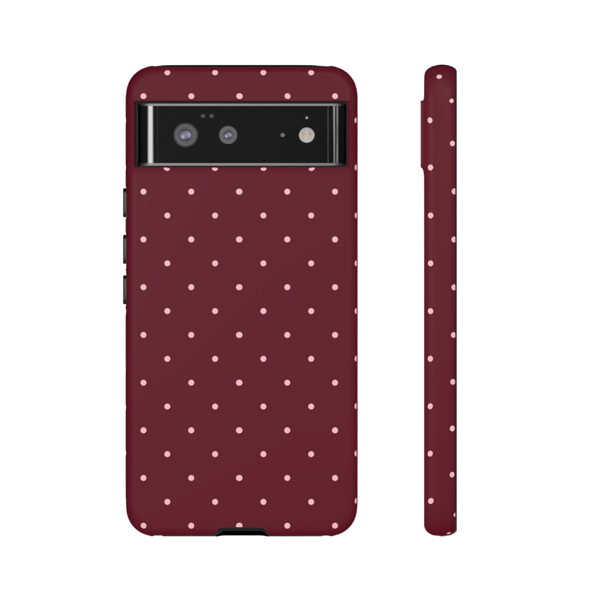 Burgundy Red & Pink Polka Dot Phone Case
