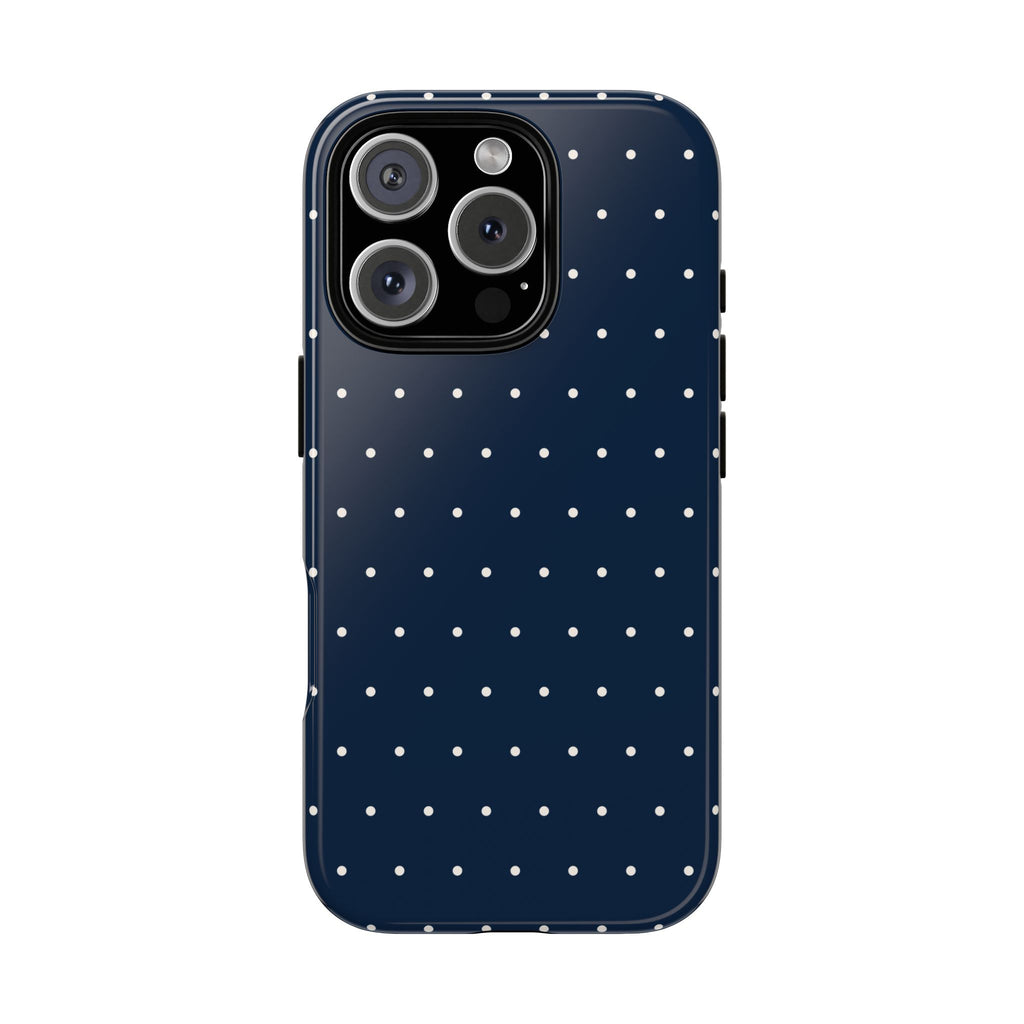 Navy Blue & Cream Polka Dot Phone Case