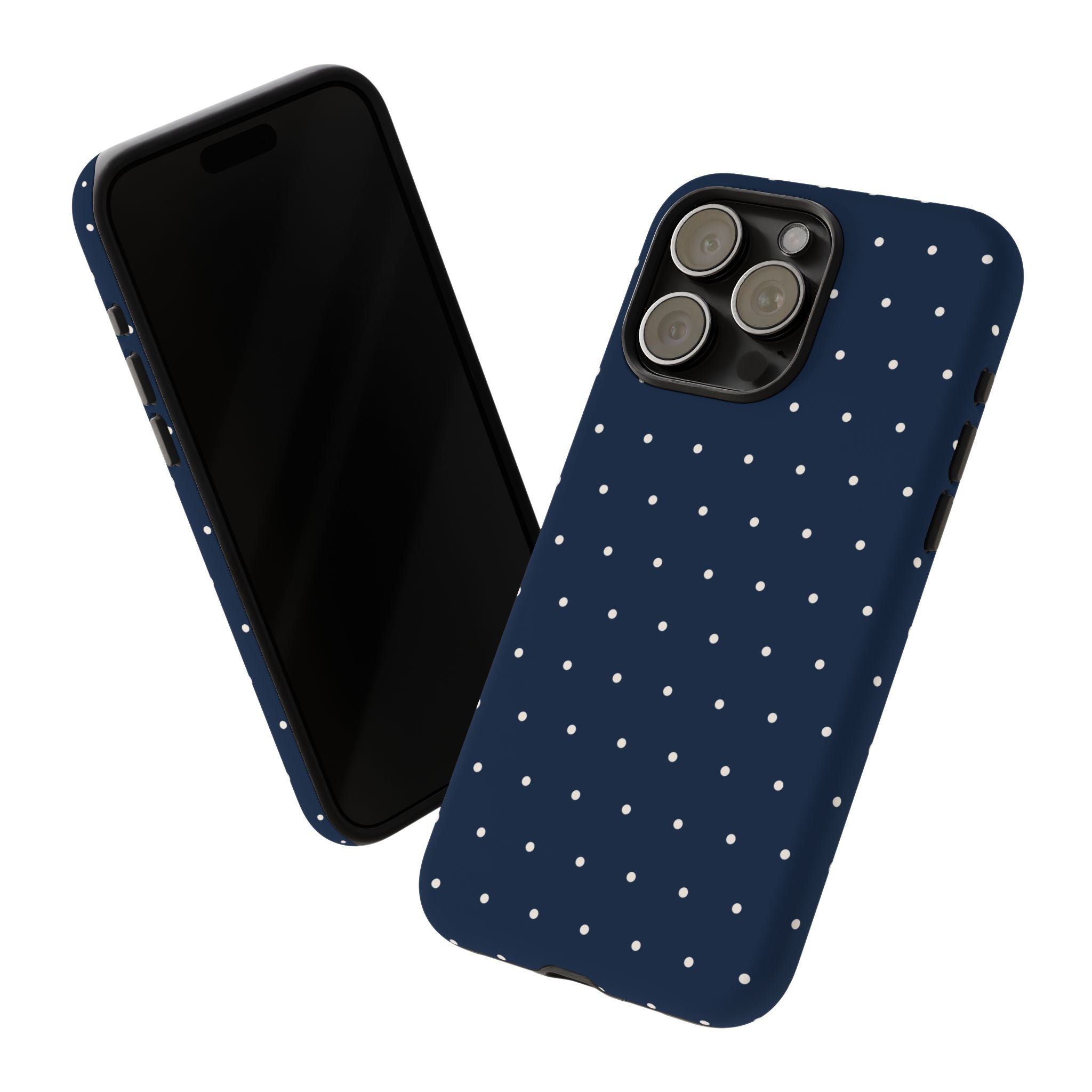 Navy Blue & Cream Polka Dot Phone Case