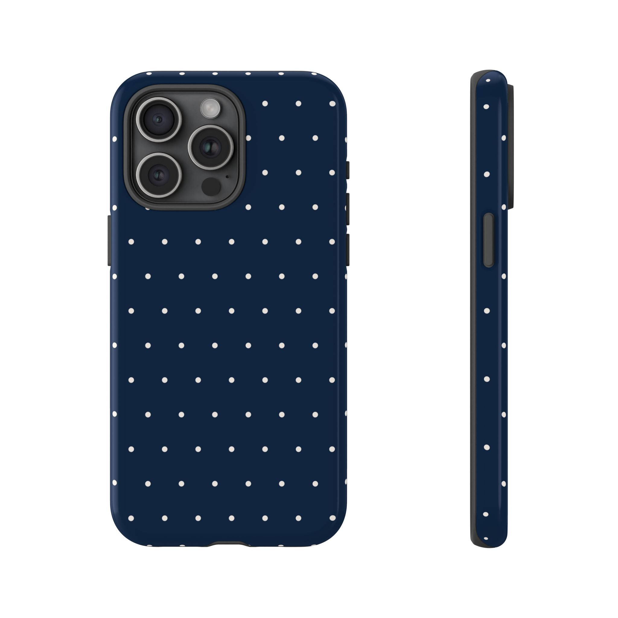 Navy Blue & Cream Polka Dot Phone Case