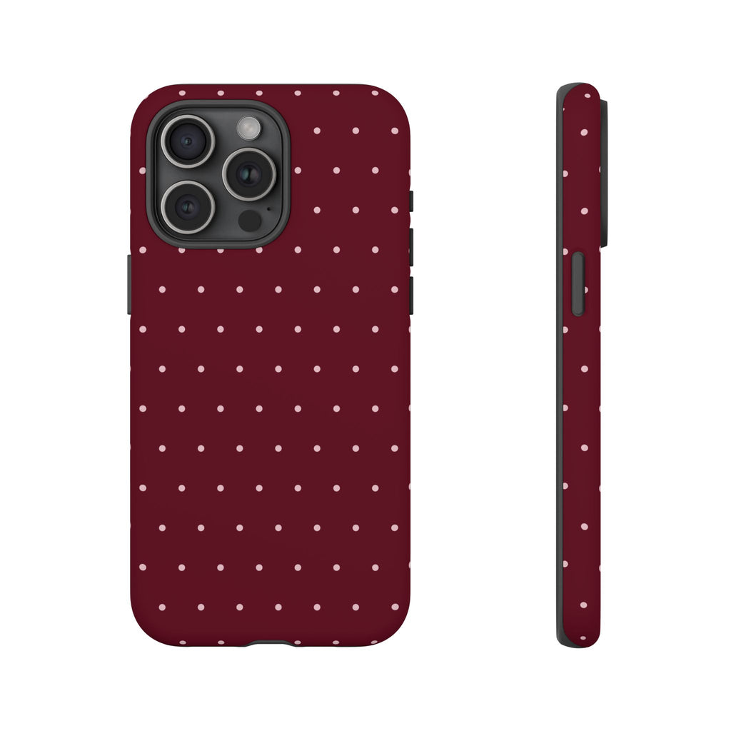 Burgundy Red & Pink Polka Dot Phone Case