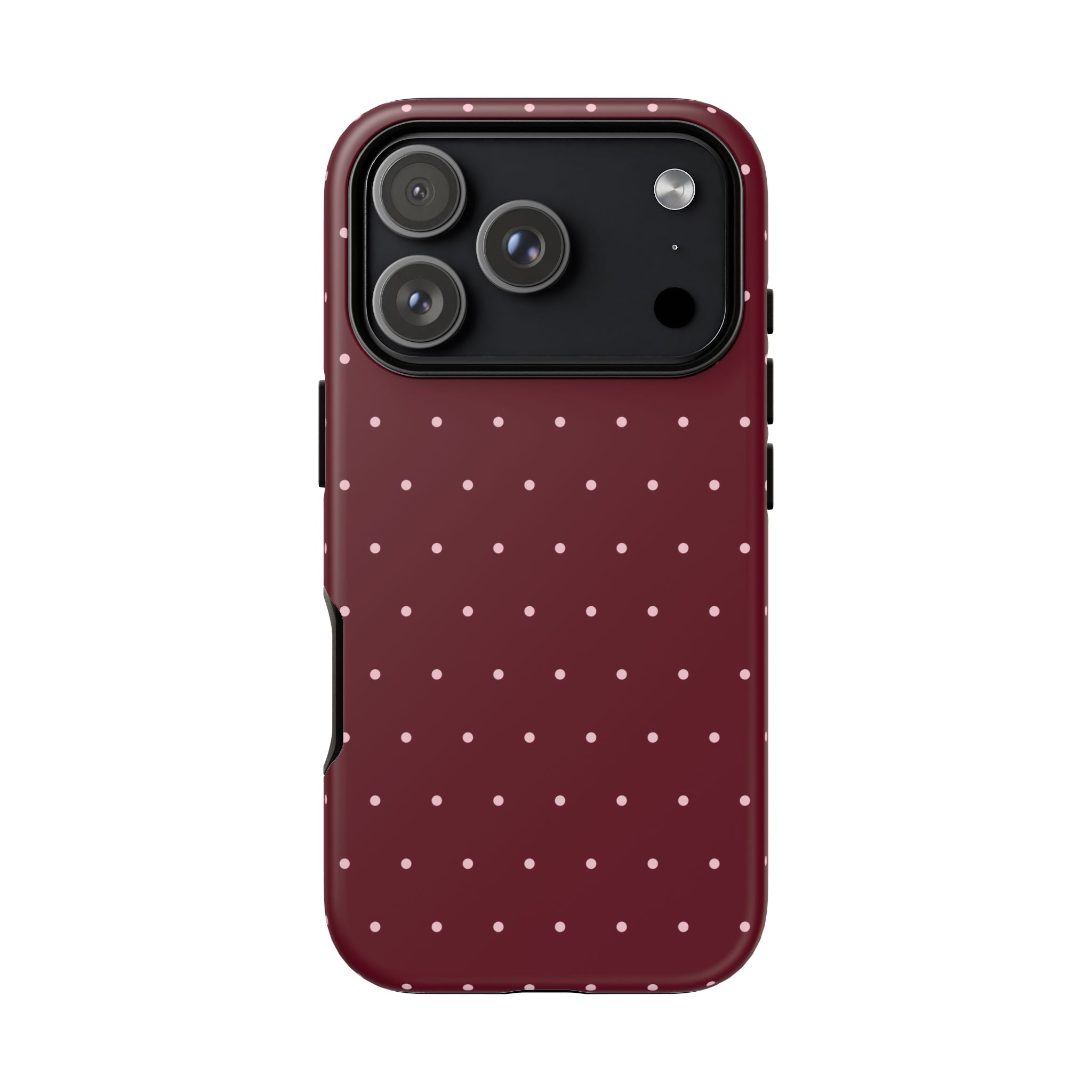 Burgundy Red & Pink Polka Dot Phone Case