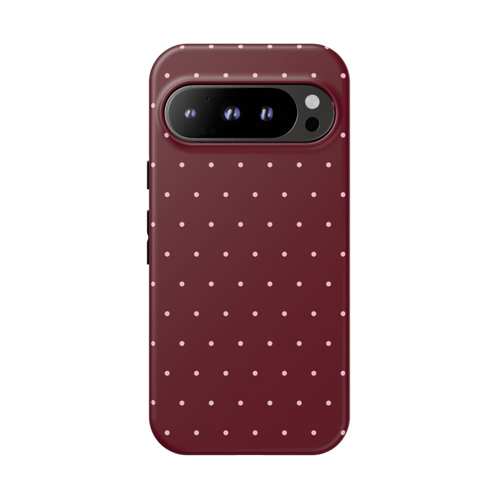 Burgundy Red & Pink Polka Dot Phone Case