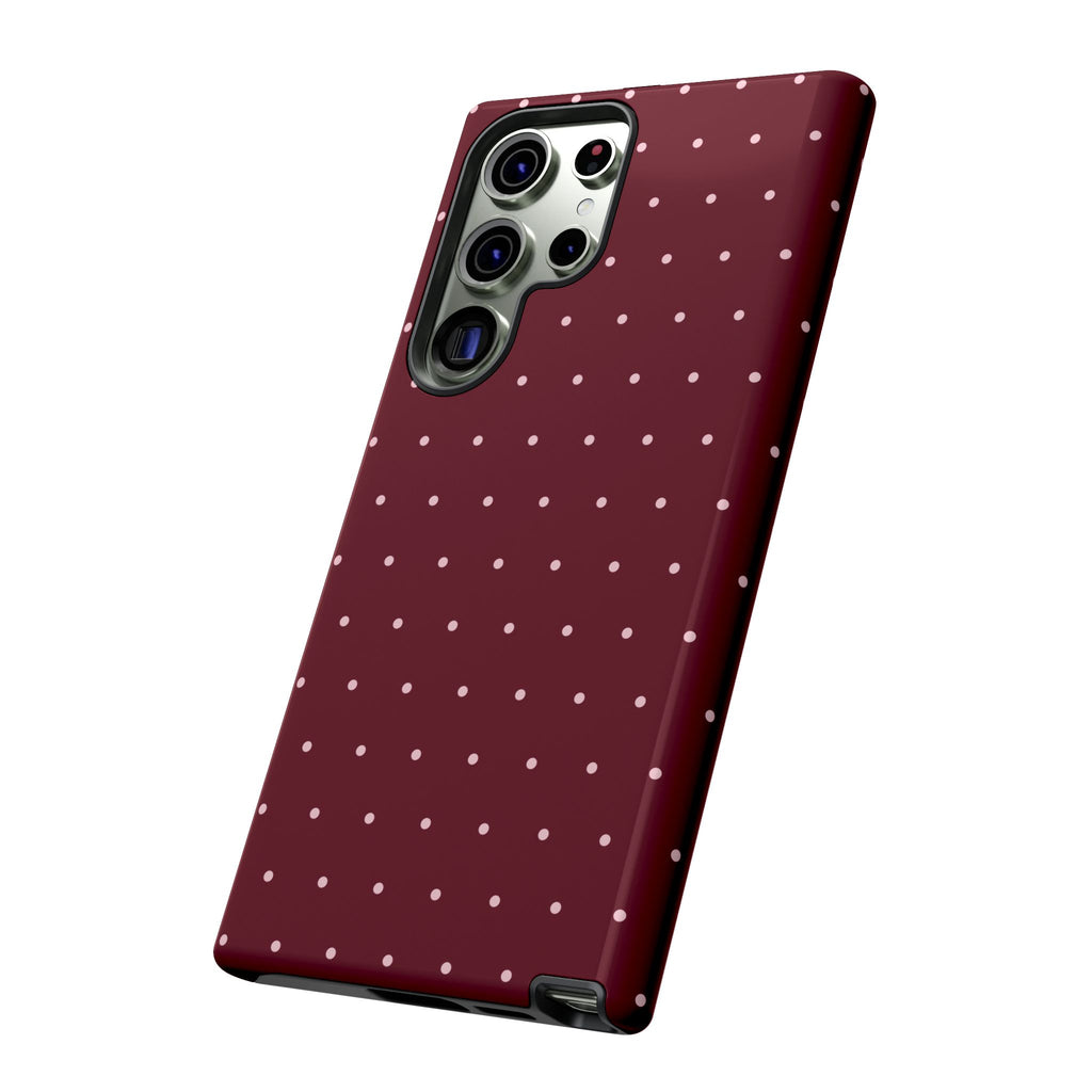Burgundy Red & Pink Polka Dot Phone Case