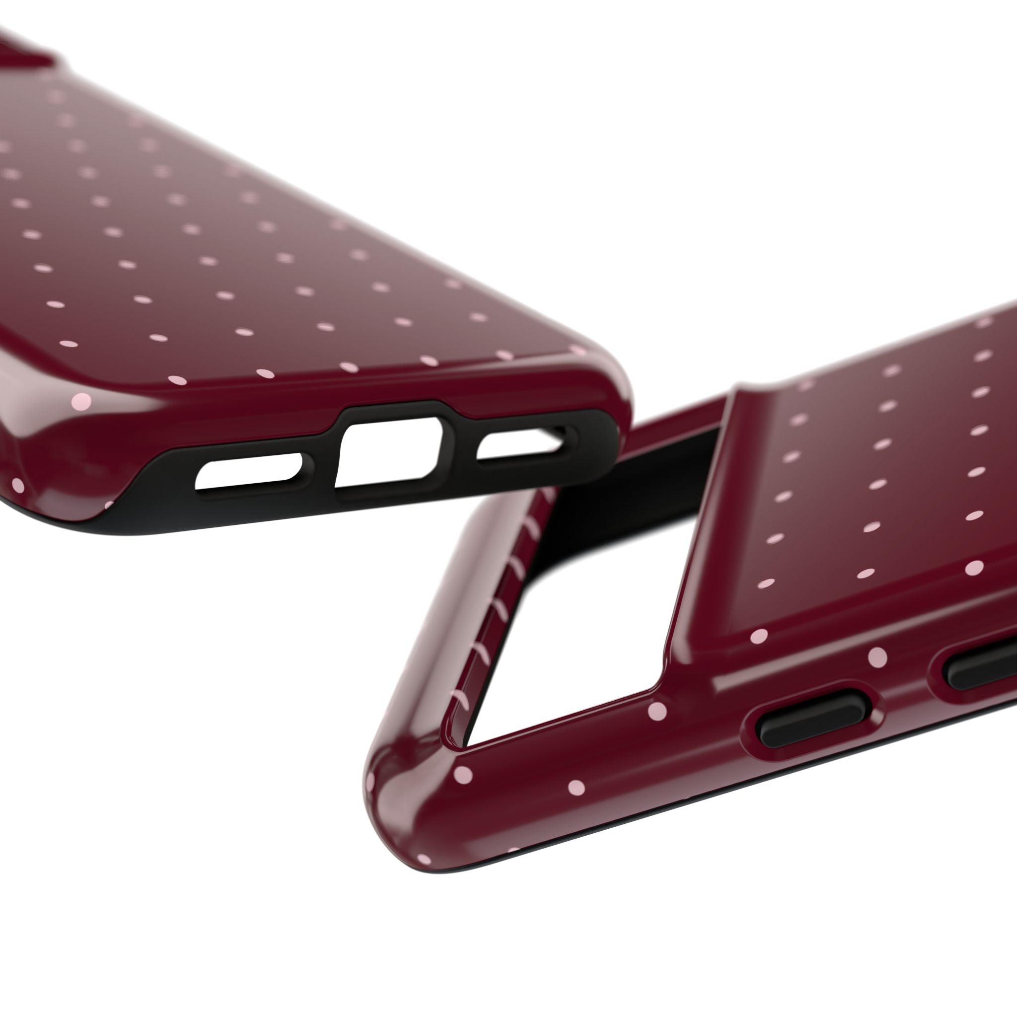 Burgundy Red & Pink Polka Dot Phone Case