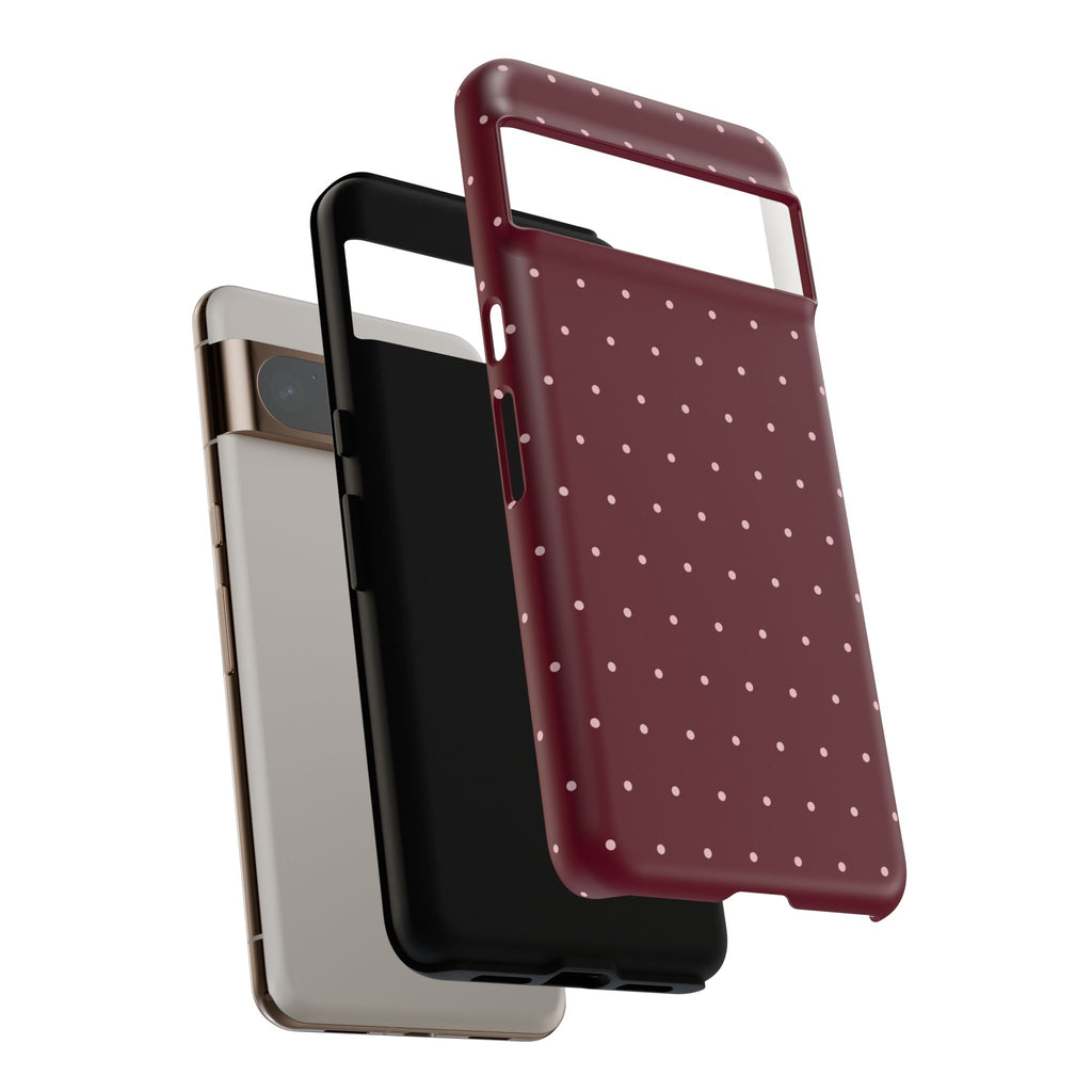 Burgundy Red & Pink Polka Dot Phone Case