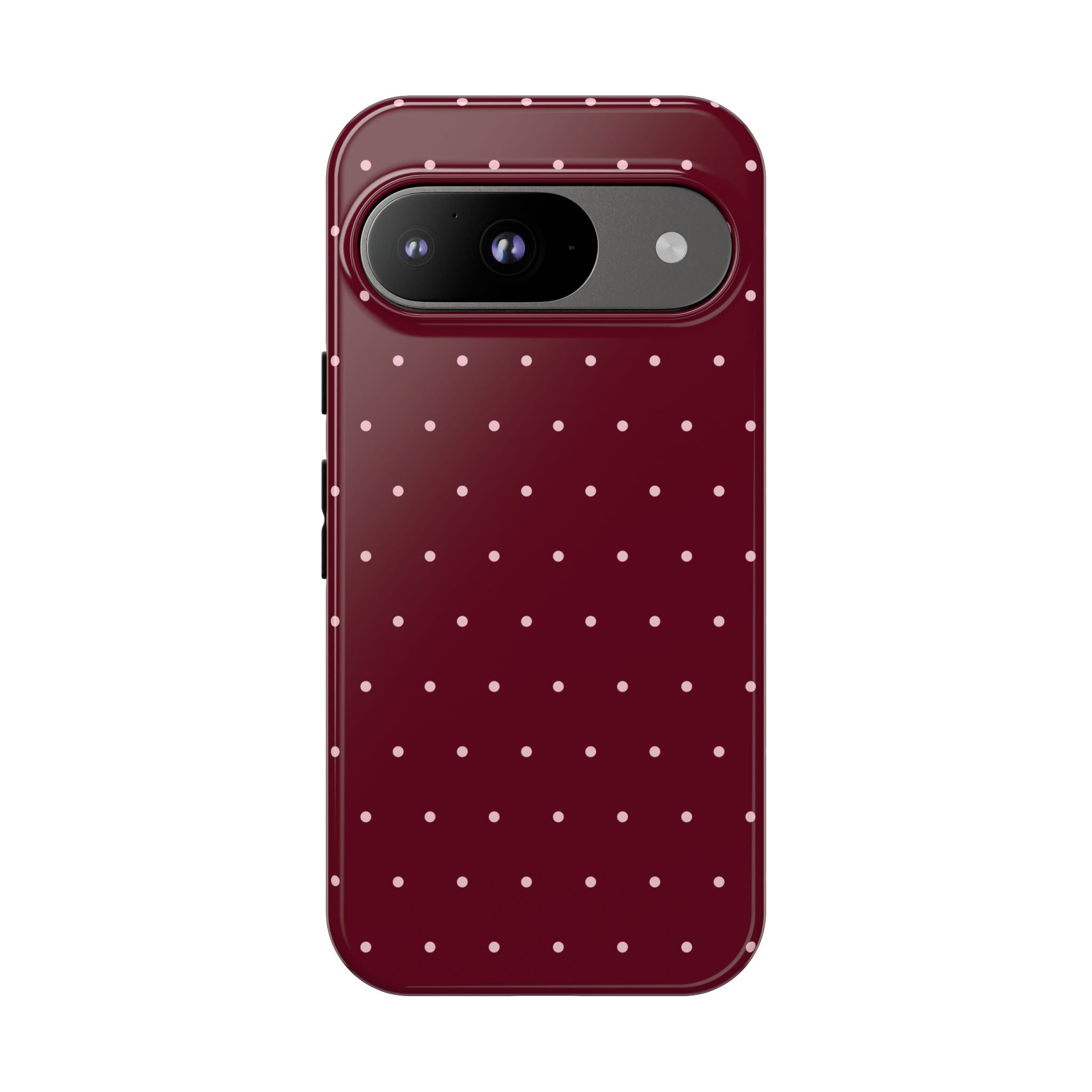 Burgundy Red & Pink Polka Dot Phone Case