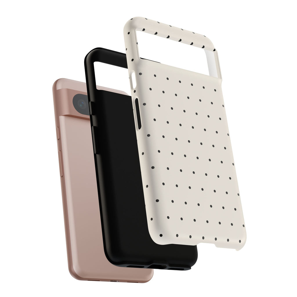 Cream White & Black Polka Dot Phone Case