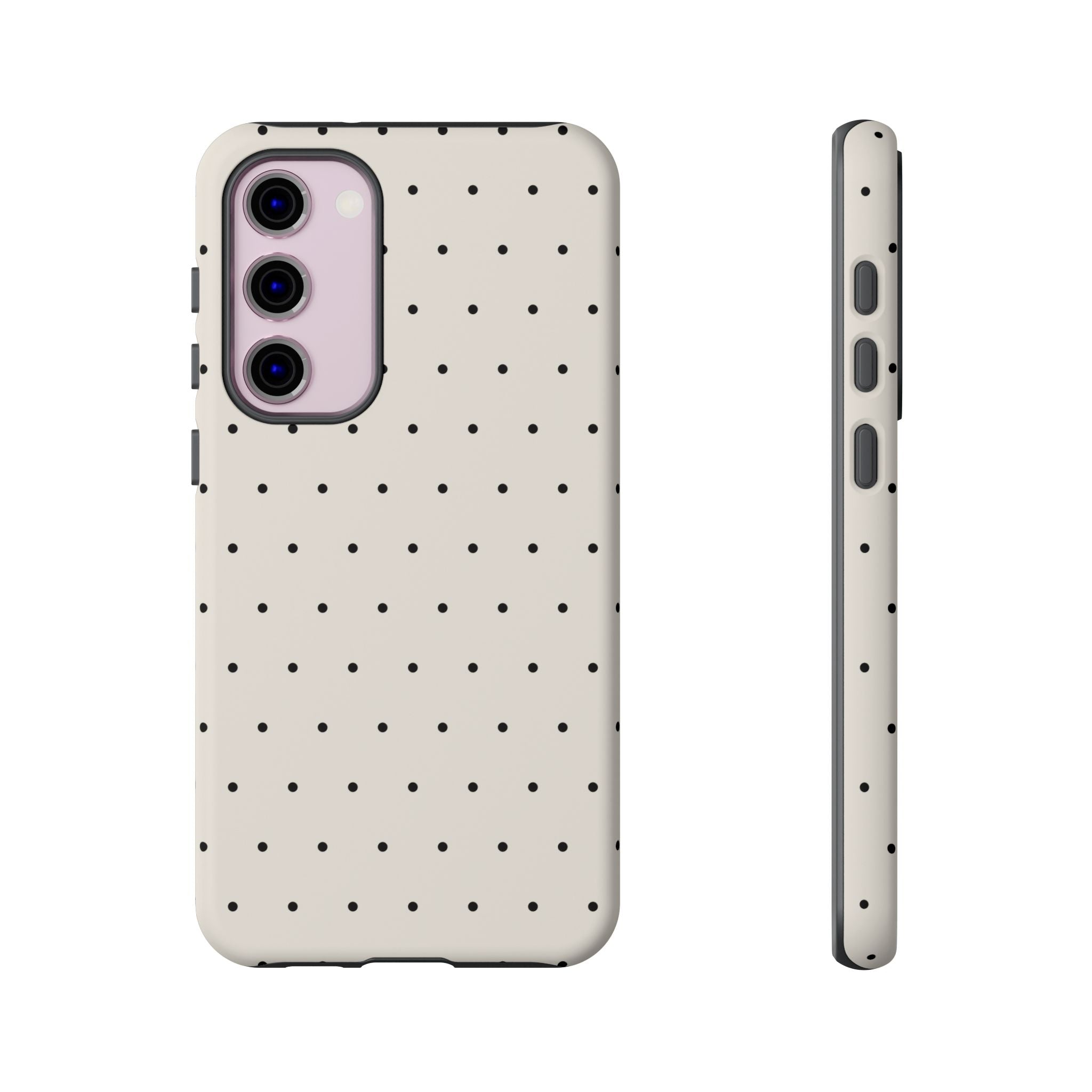 Cream White & Black Polka Dot Phone Case