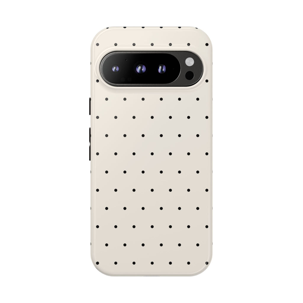 Cream White & Black Polka Dot Phone Case