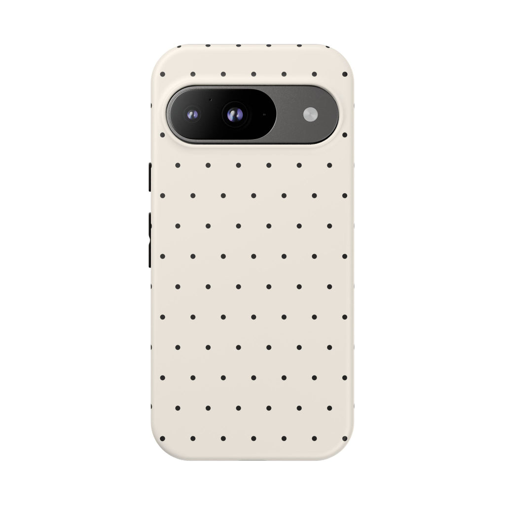 Cream White & Black Polka Dot Phone Case