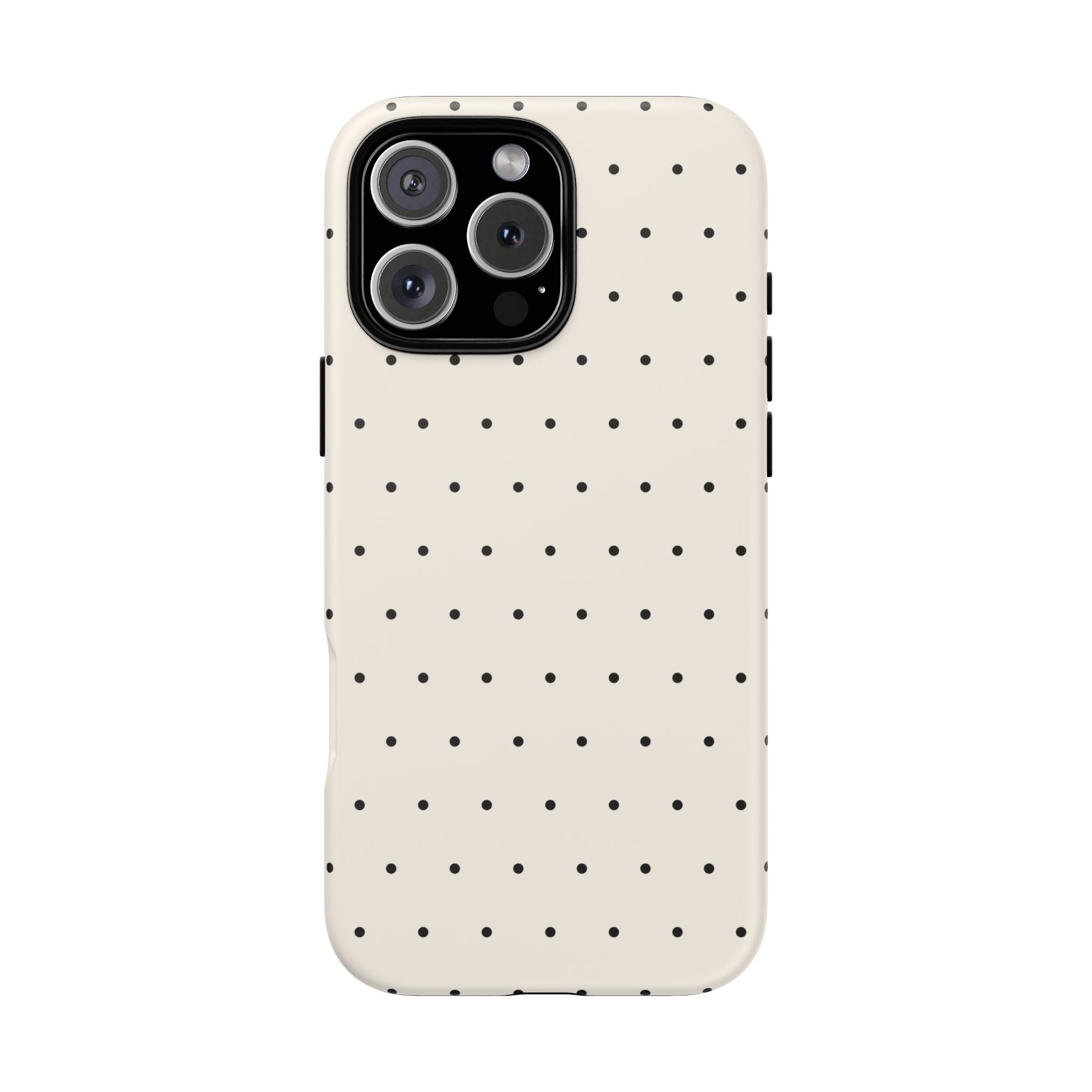 Cream White & Black Polka Dot Phone Case