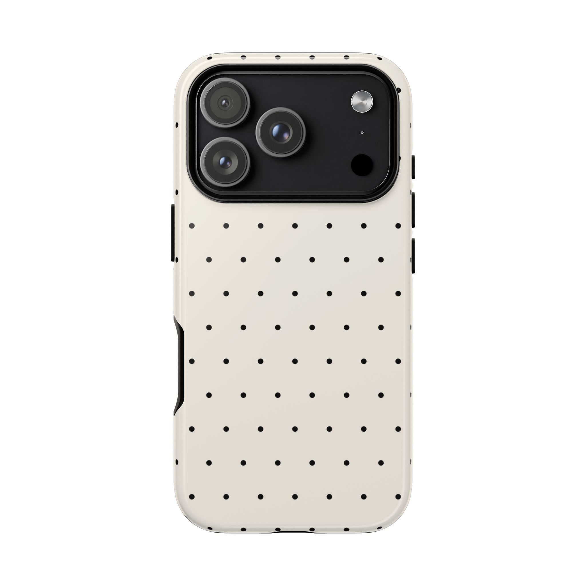 Cream White & Black Polka Dot Phone Case