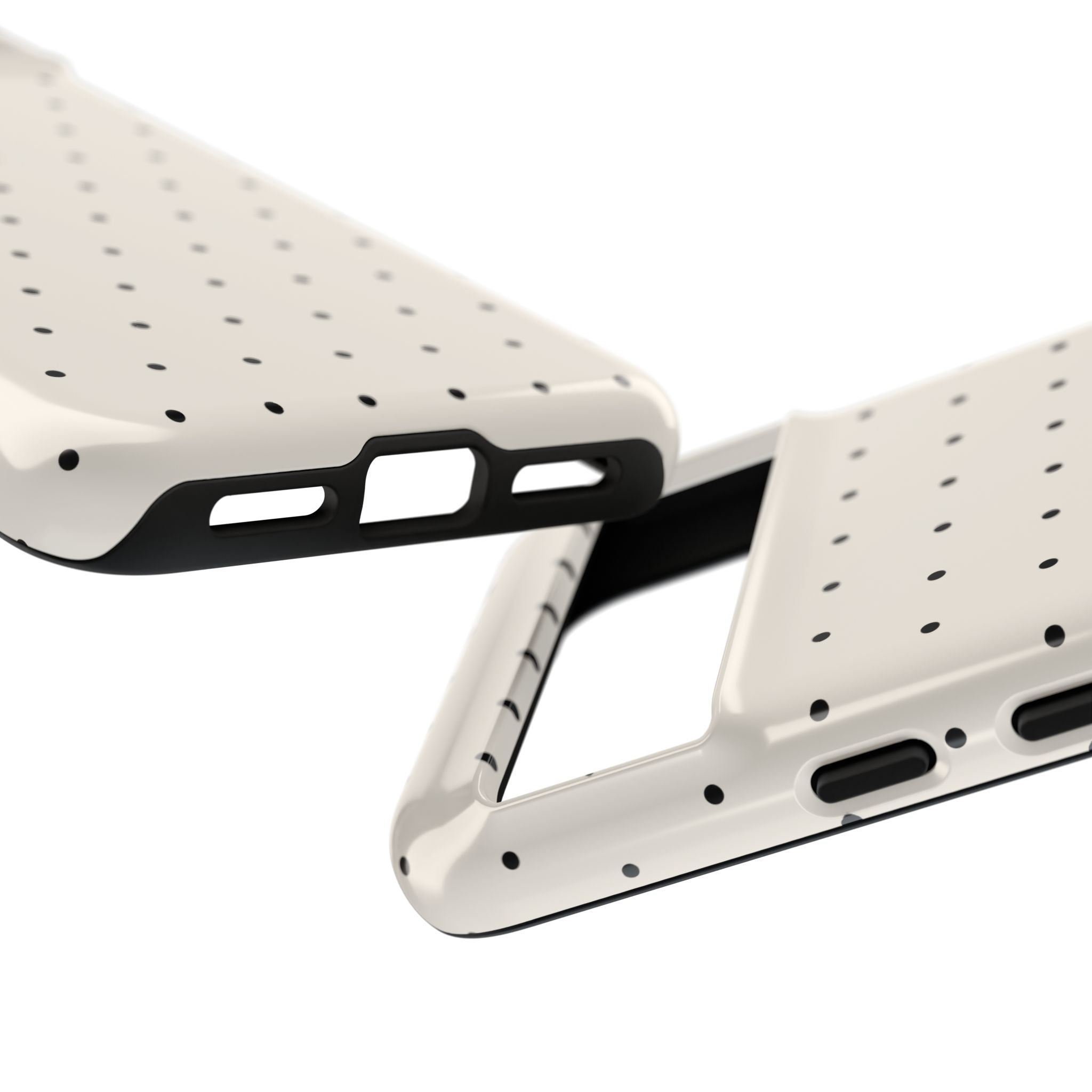 Cream White & Black Polka Dot Phone Case