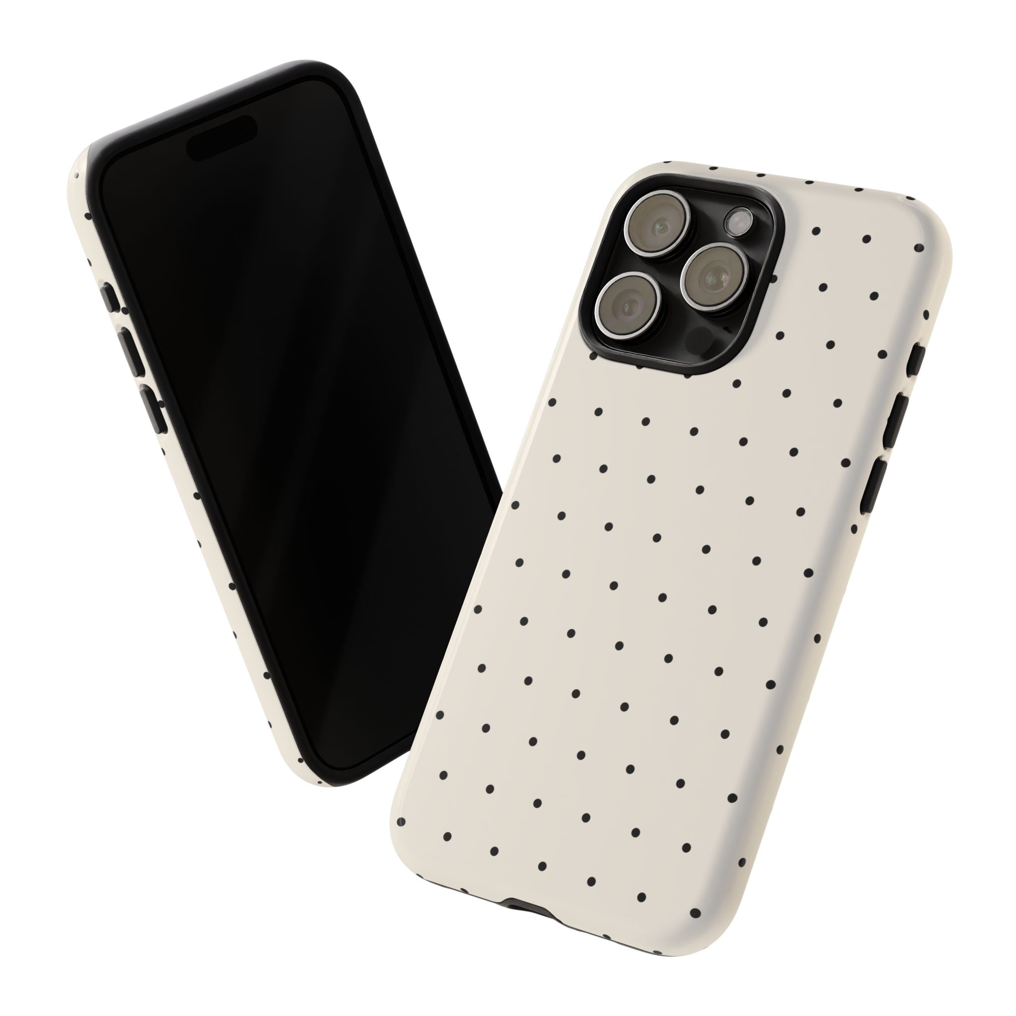 Cream White & Black Polka Dot Phone Case