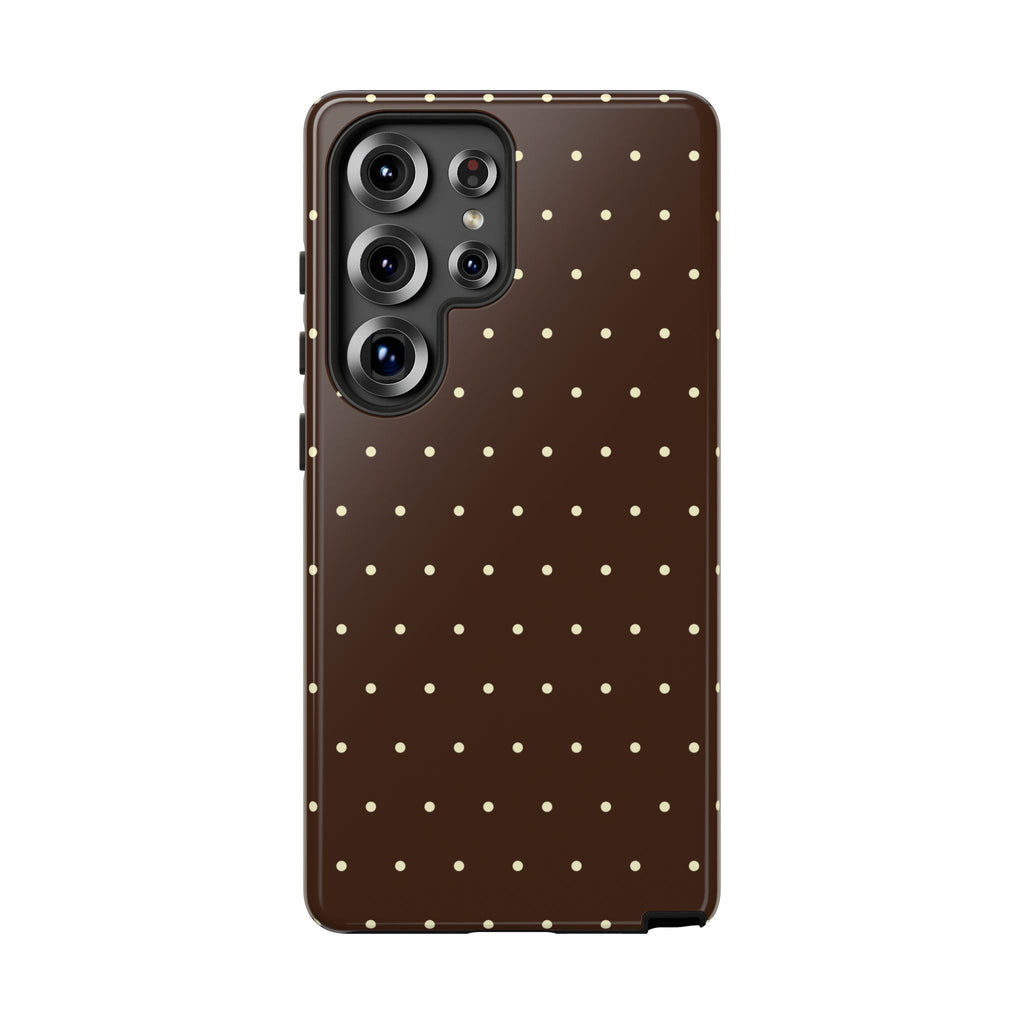 Choco Brown & Pale Yellow Polka Dot Phone Case