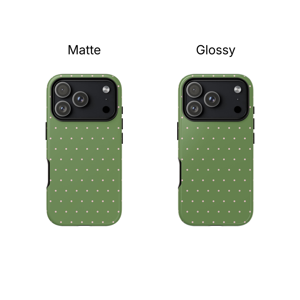 Matcha Green & Pink Polka Dot Phone Case