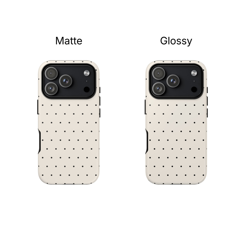 Cream White & Black Polka Dot Phone Case