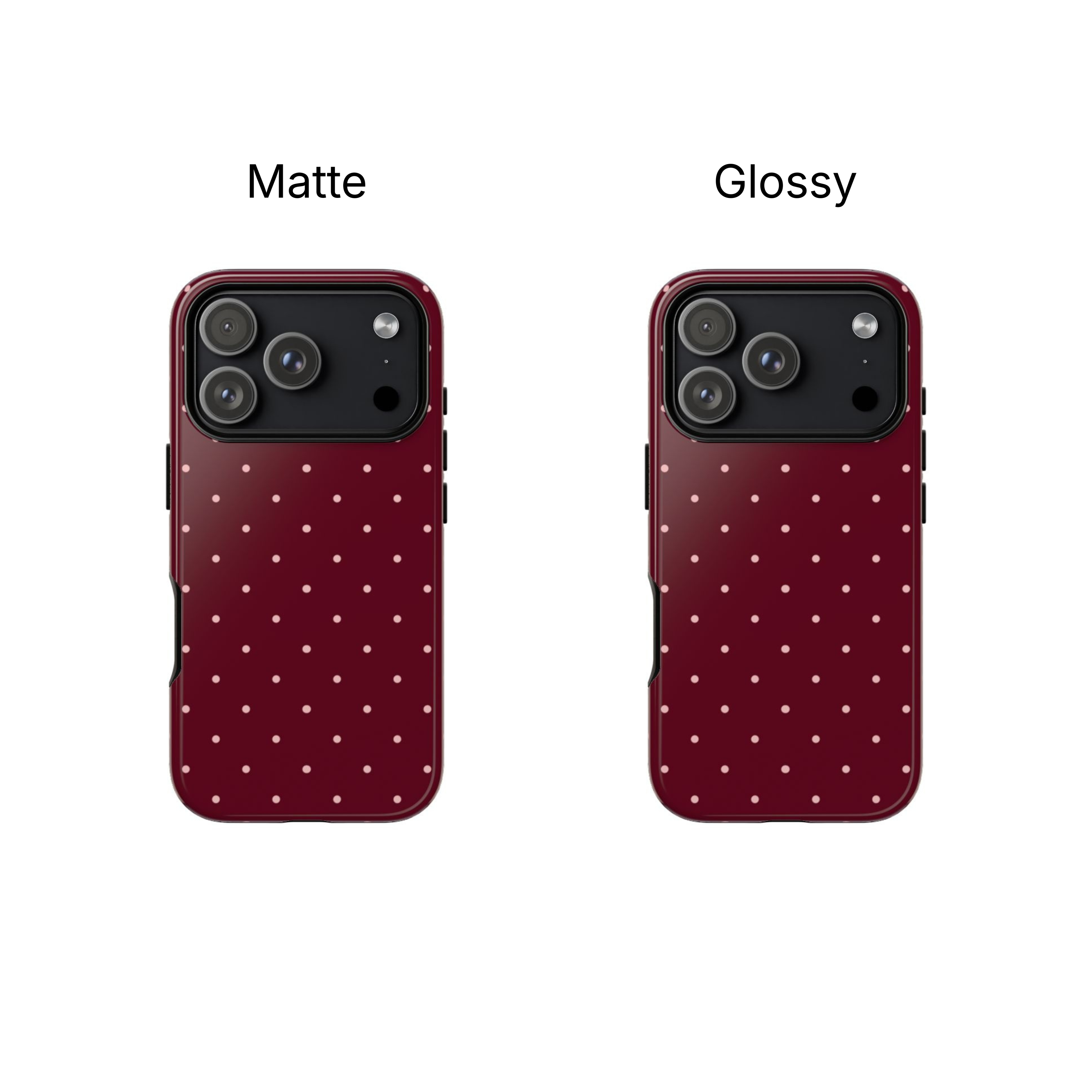 Burgundy Red & Pink Polka Dot Phone Case