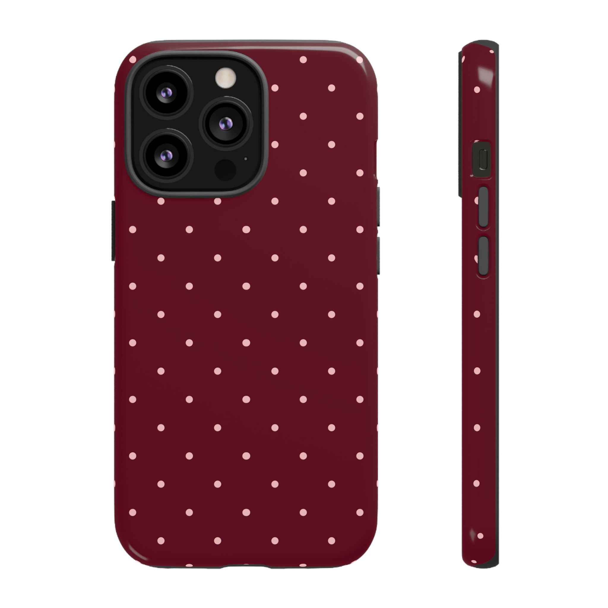 Burgundy Red & Pink Polka Dot Phone Case