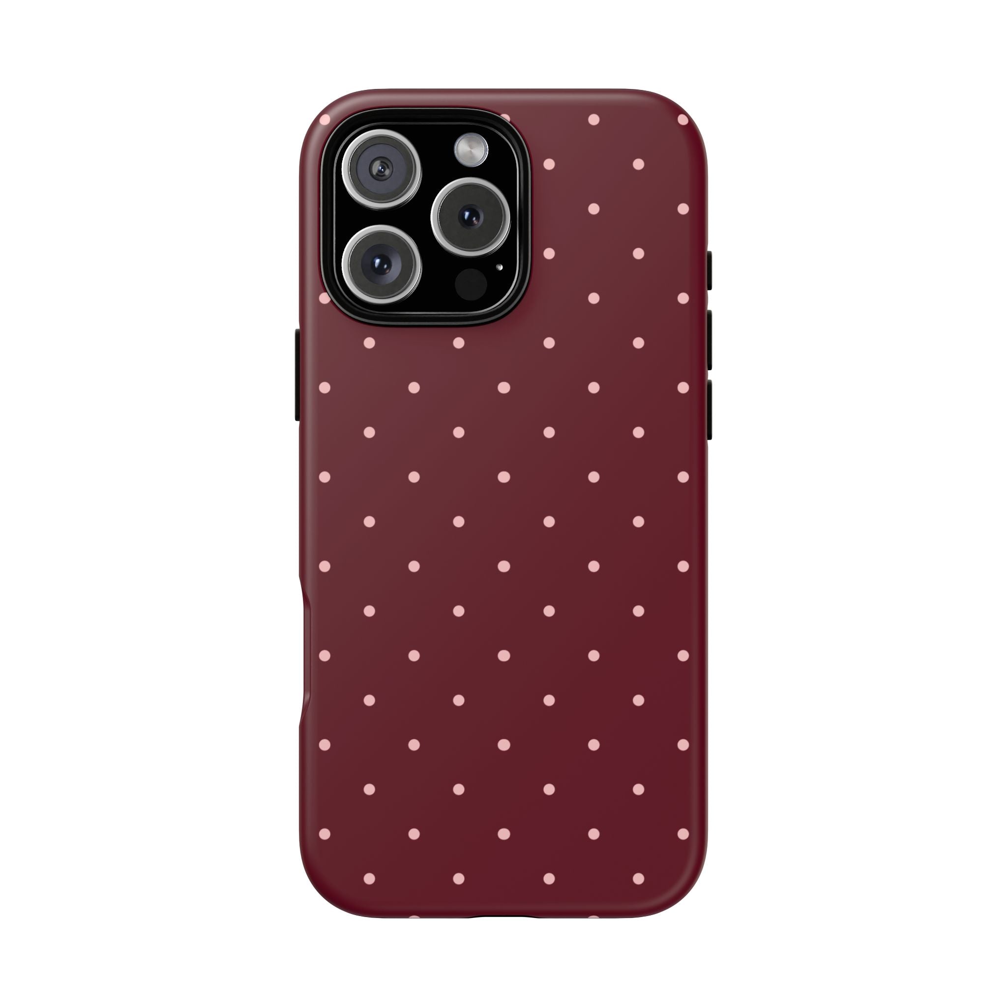 Burgundy Red & Pink Polka Dot Phone Case