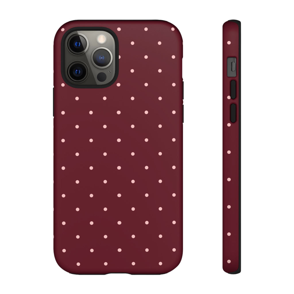 Burgundy Red & Pink Polka Dot Phone Case