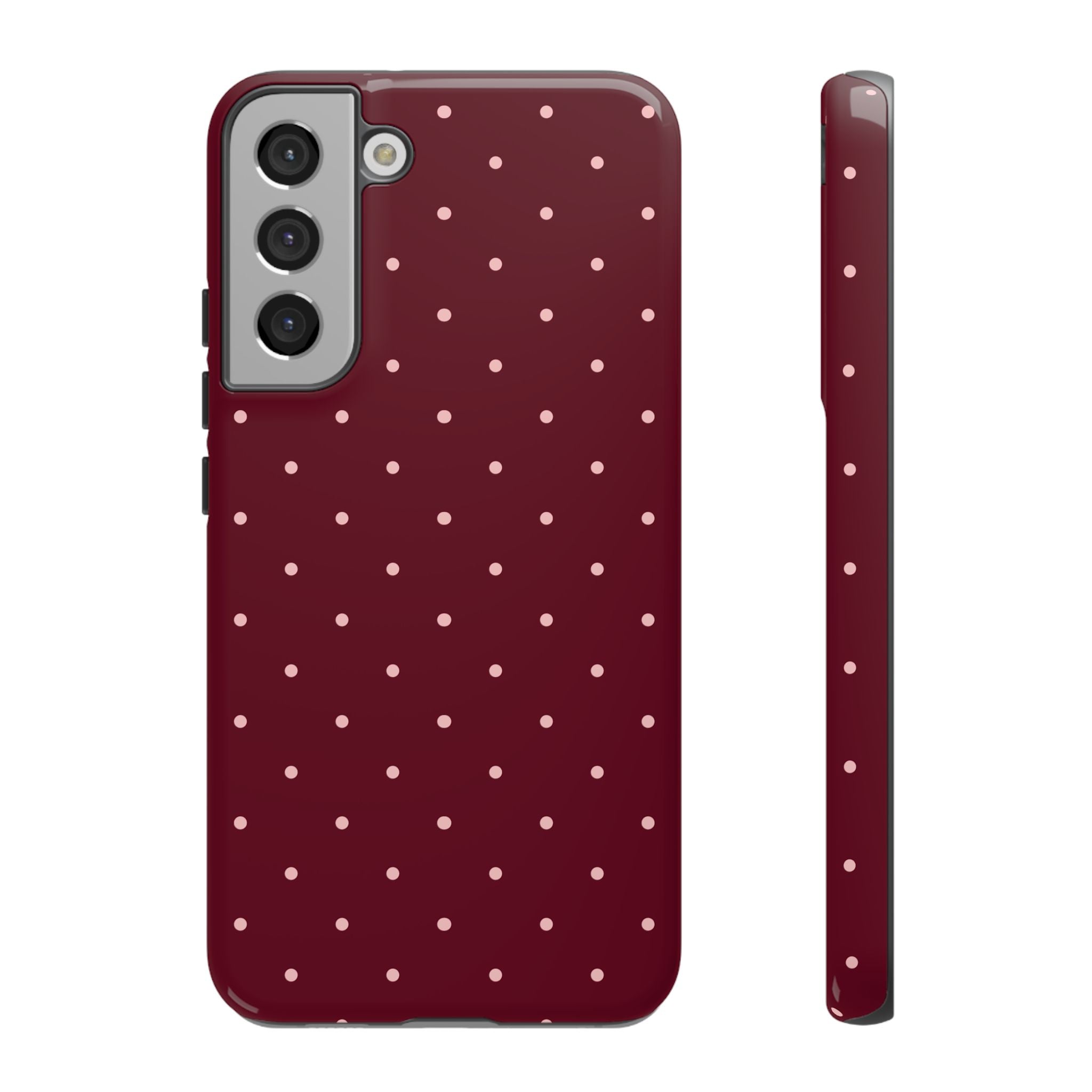 Burgundy Red & Pink Polka Dot Phone Case