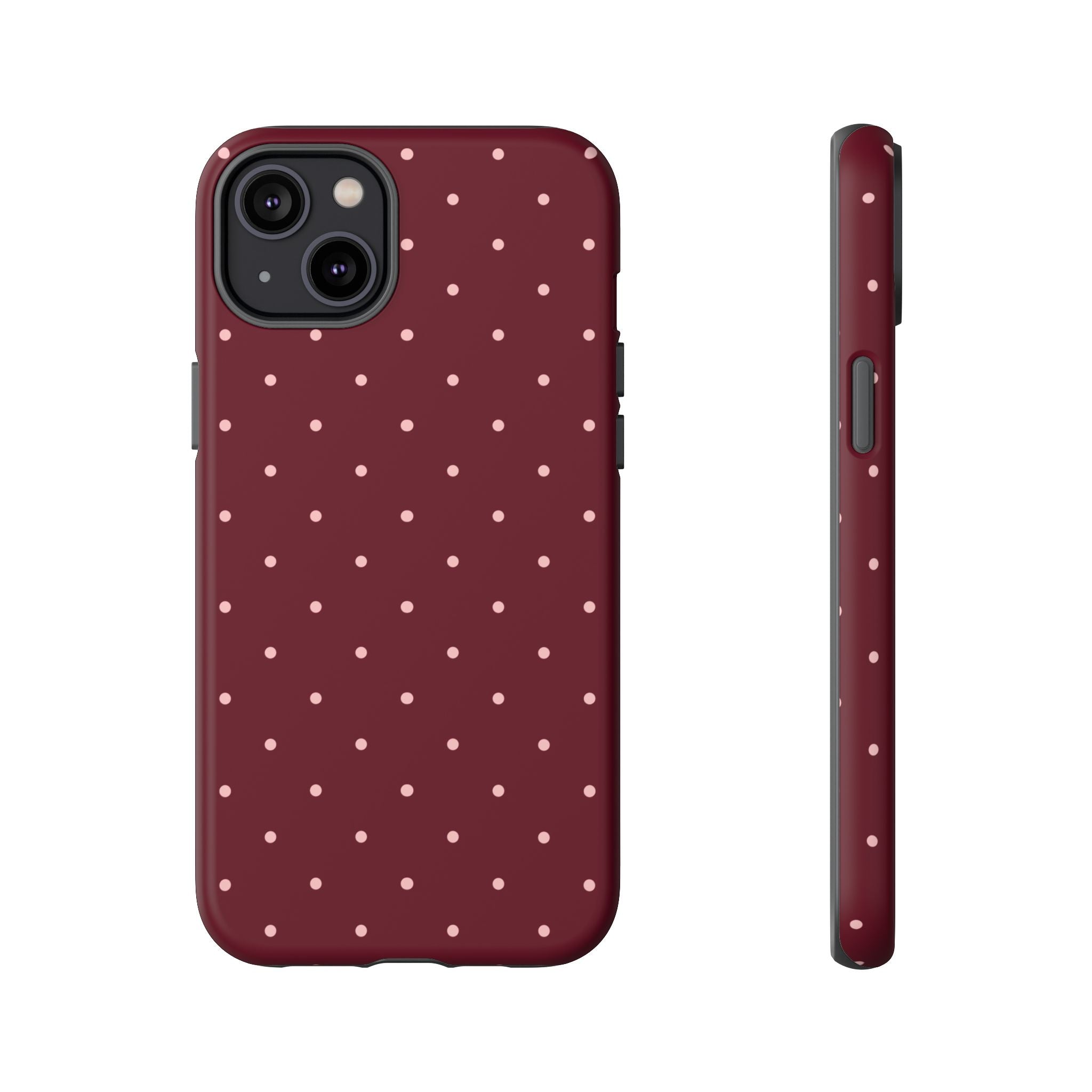 Burgundy Red & Pink Polka Dot Phone Case
