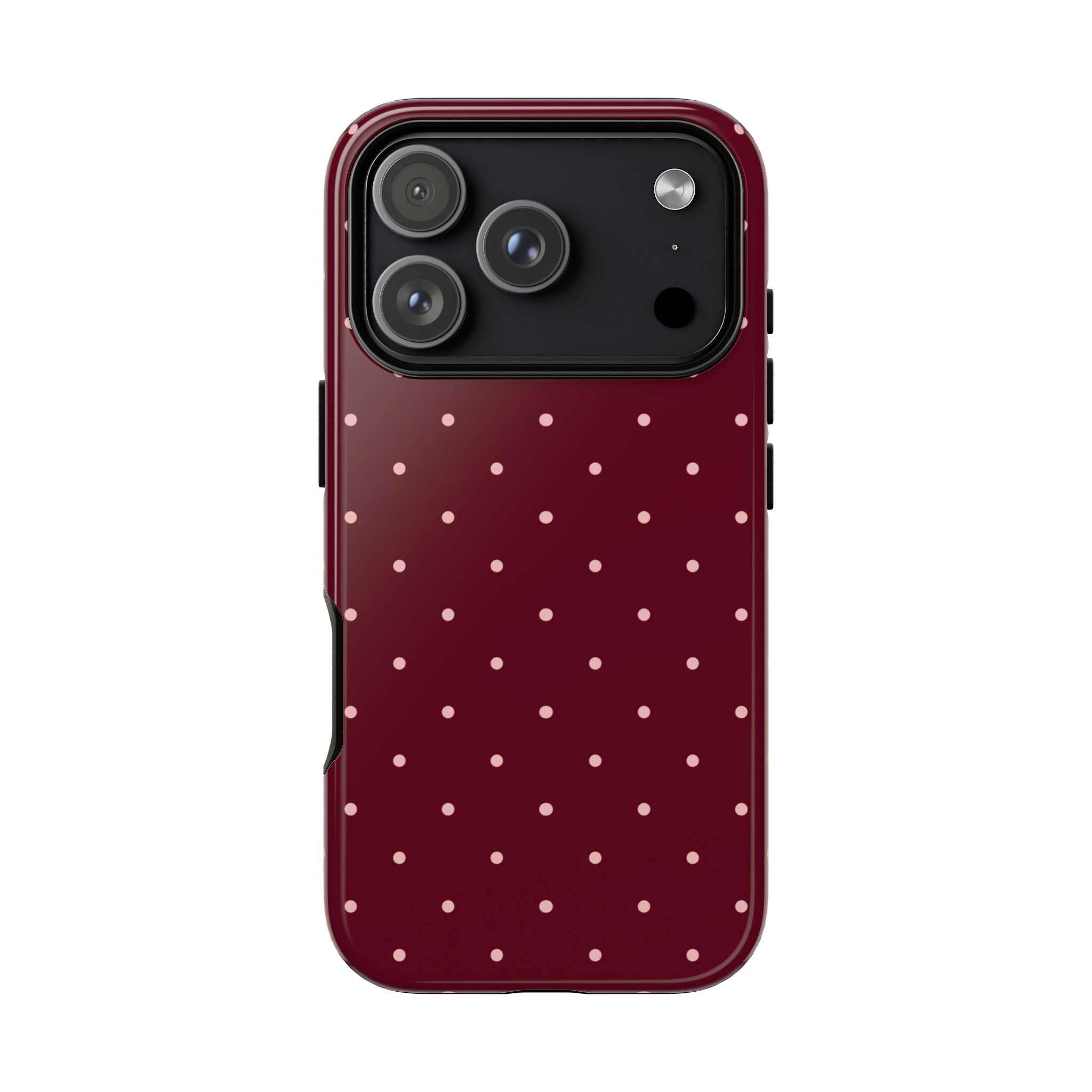 Burgundy Red & Pink Polka Dot Phone Case