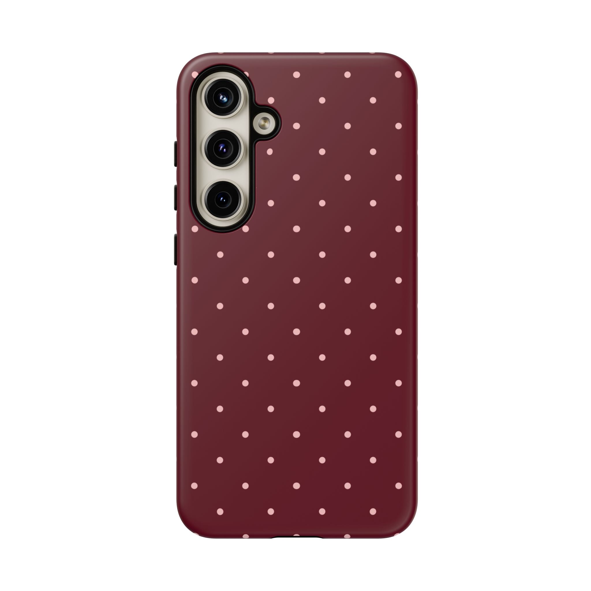 Burgundy Red & Pink Polka Dot Phone Case