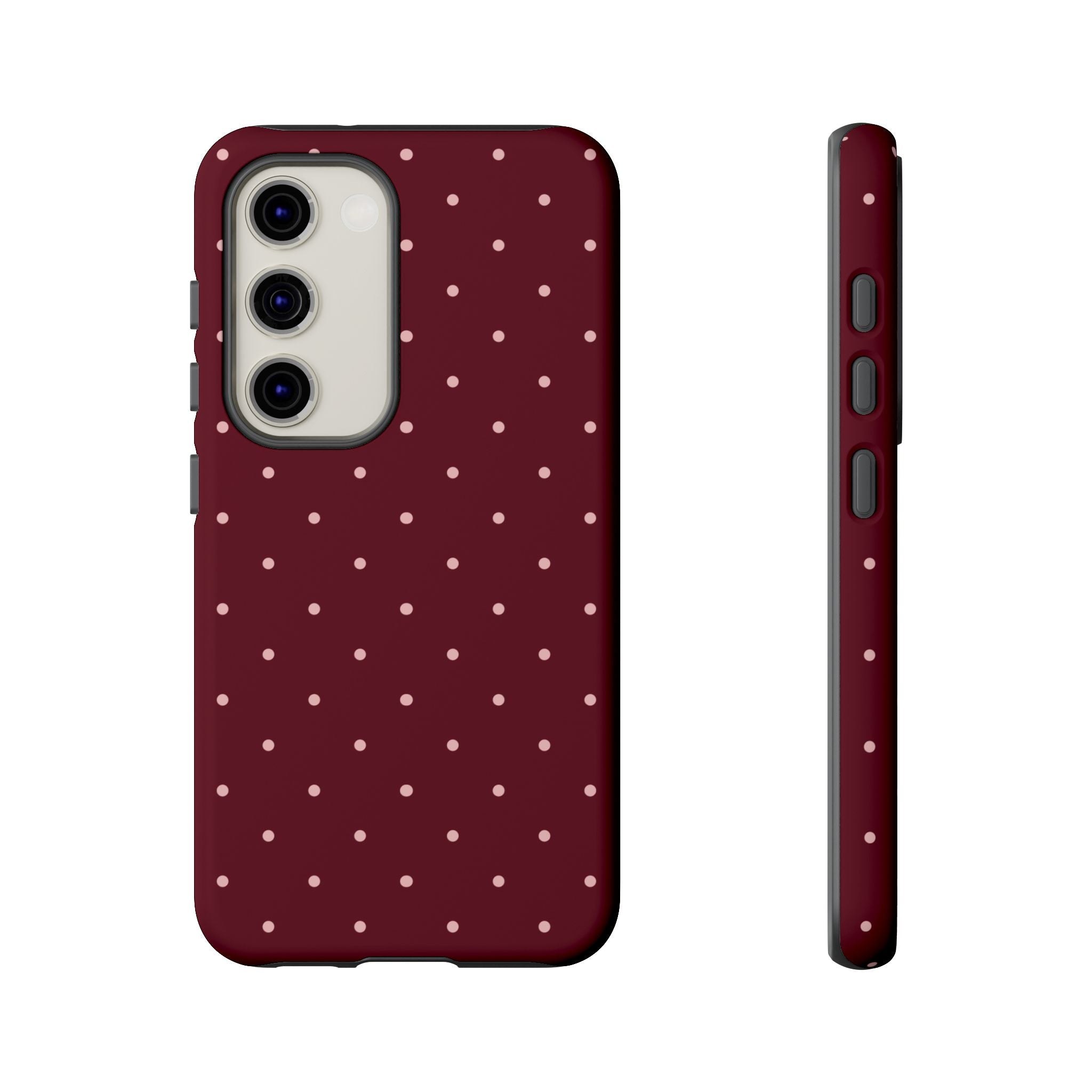 Burgundy Red & Pink Polka Dot Phone Case