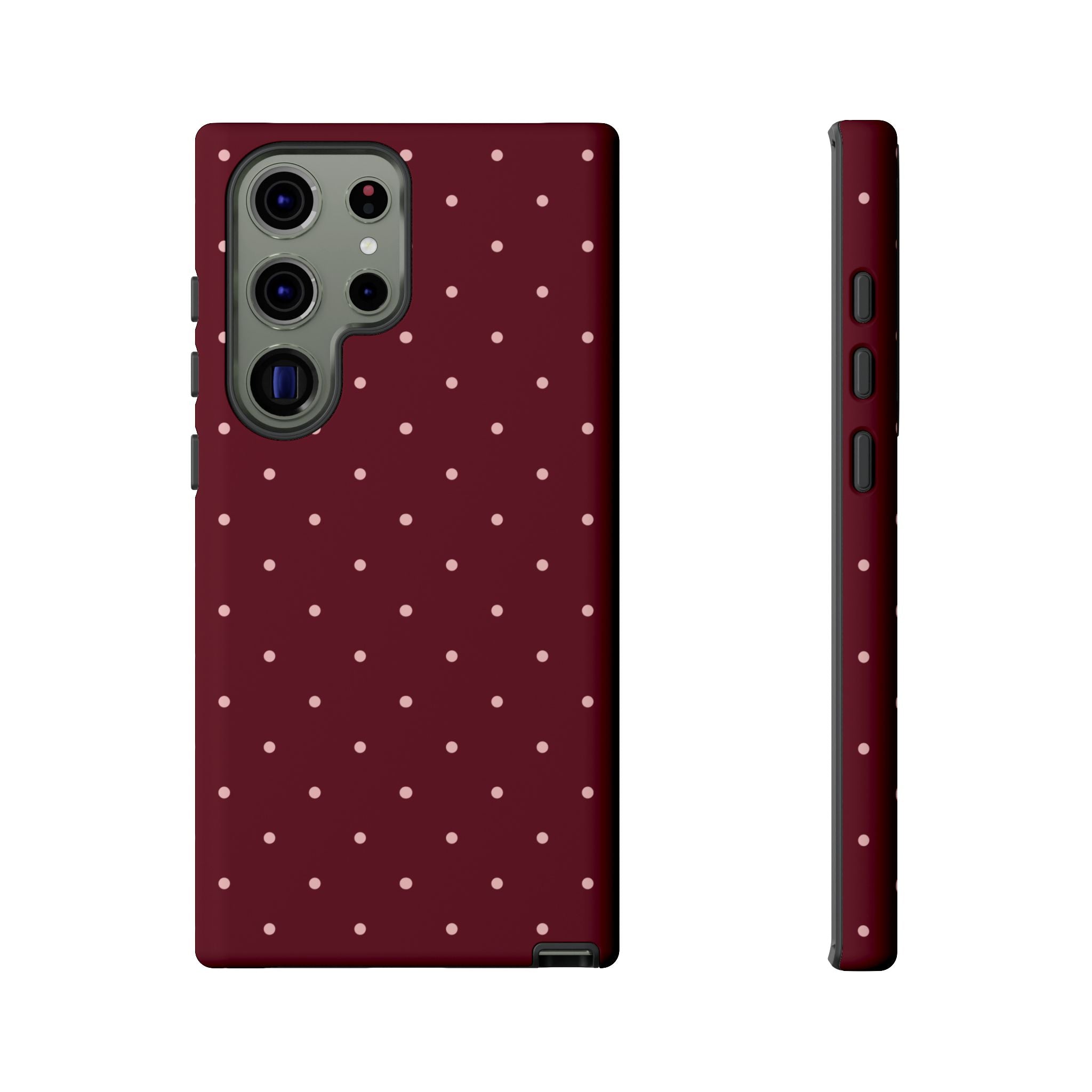 Burgundy Red & Pink Polka Dot Phone Case