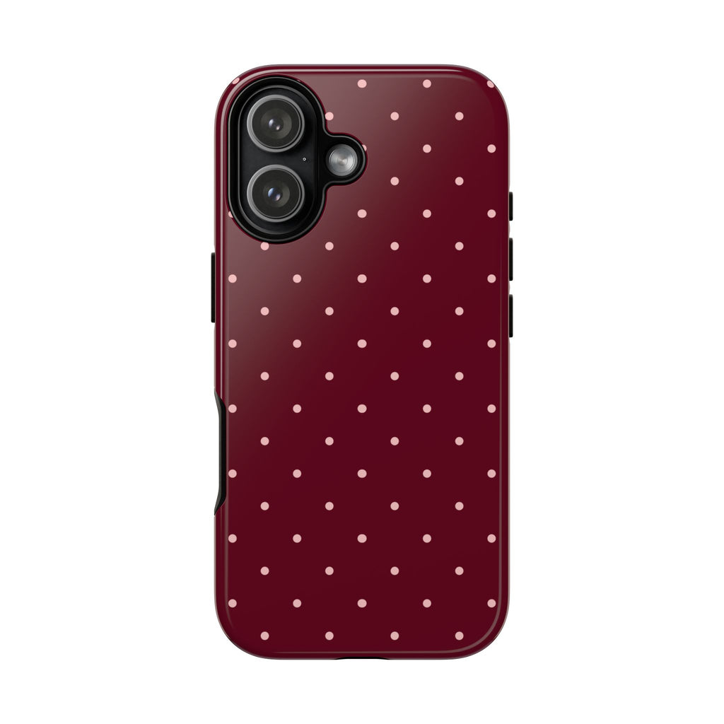 Burgundy Red & Pink Polka Dot Phone Case